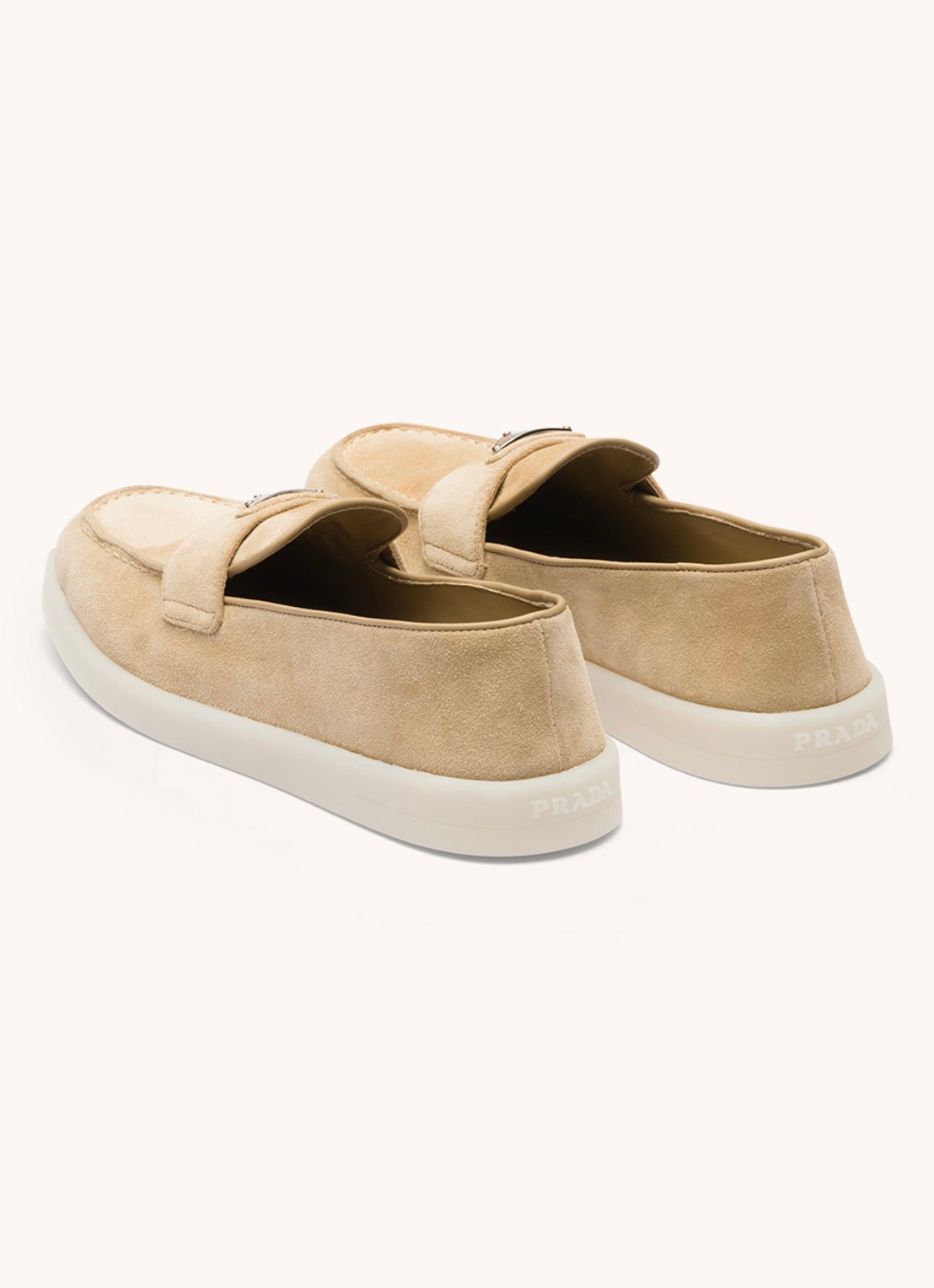 Prada Loafer van suède met logo - detail 5 beige