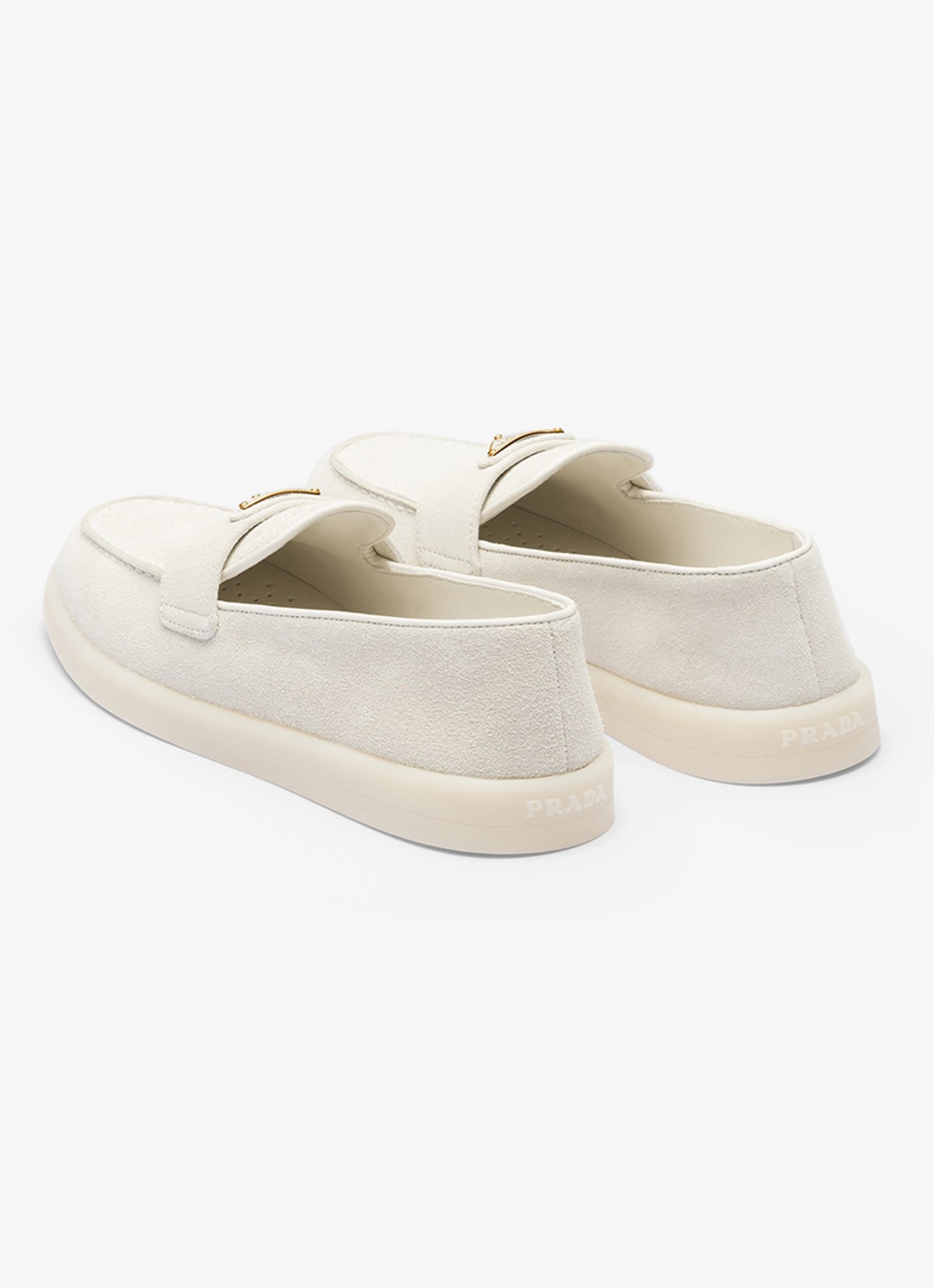 Prada Loafer van suède met logo - achterkant 6 ivoor