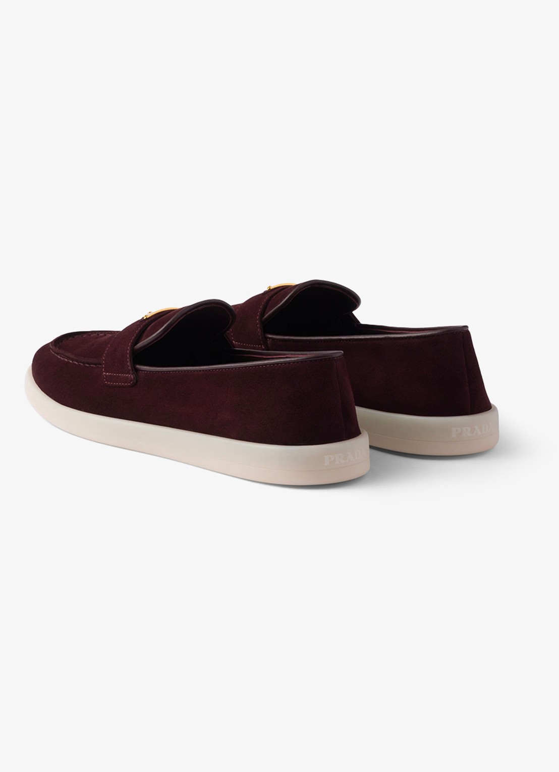 Prada Loafer van suède met logo - achterkant 3 bordeauxrood