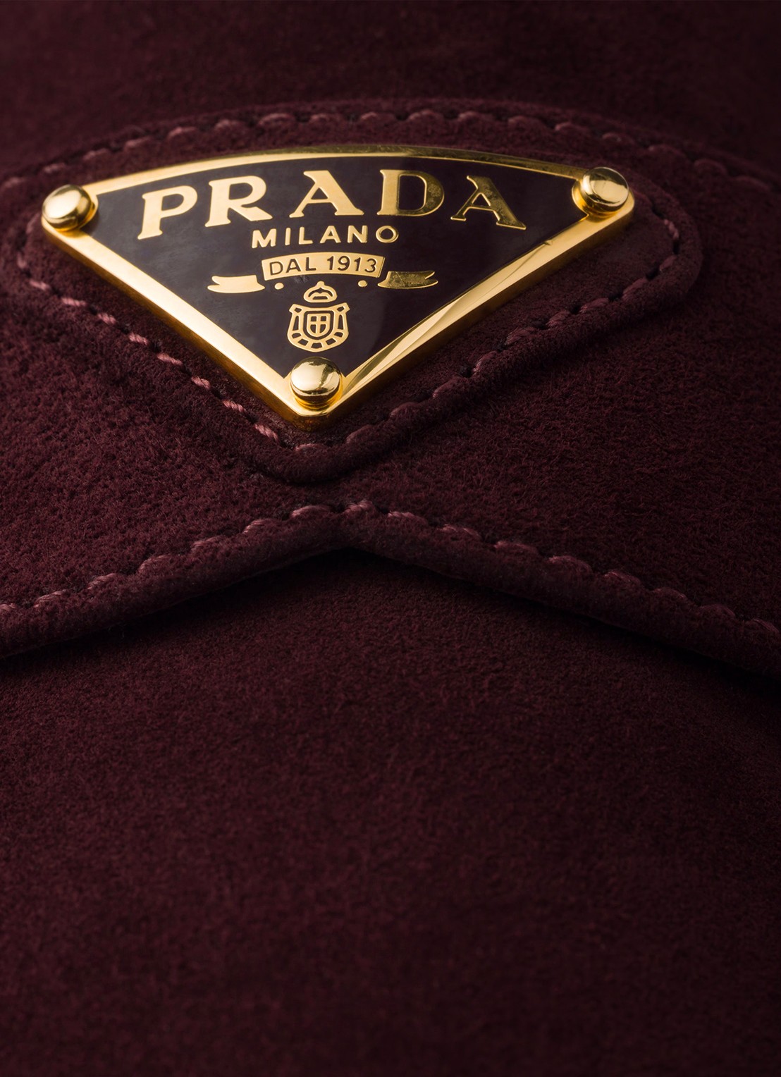 Prada Loafer van suède met logo - detail 2 bordeauxrood