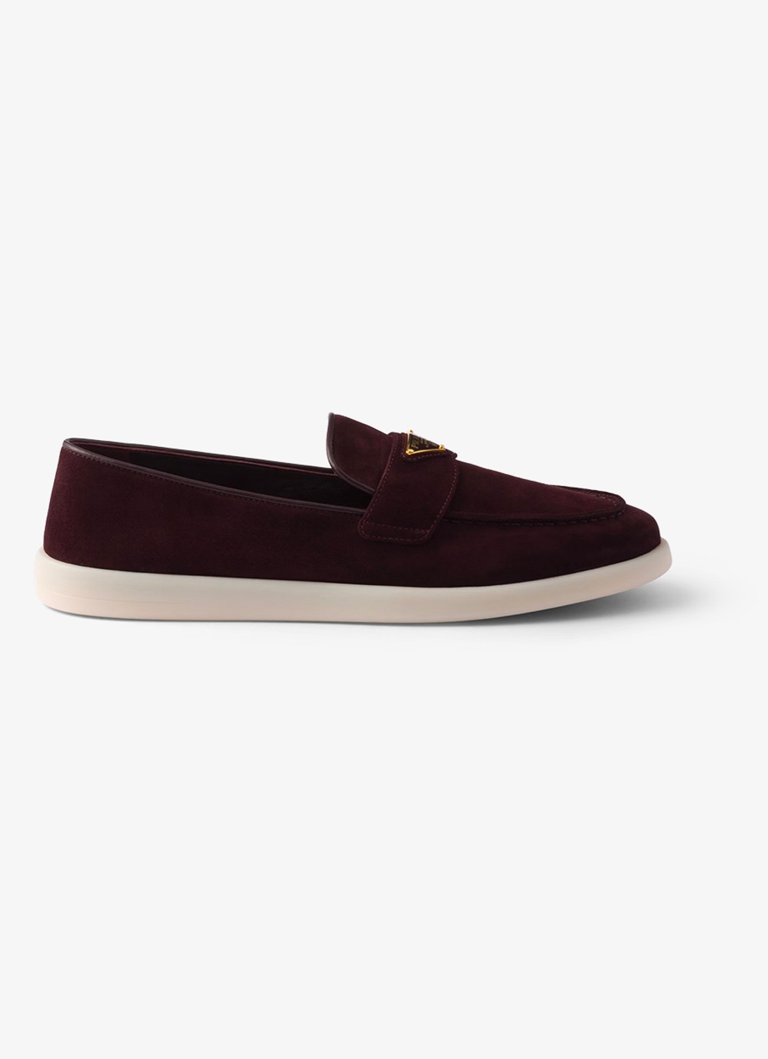Prada Loafer van suède met logo - voorkant 5 bordeauxrood