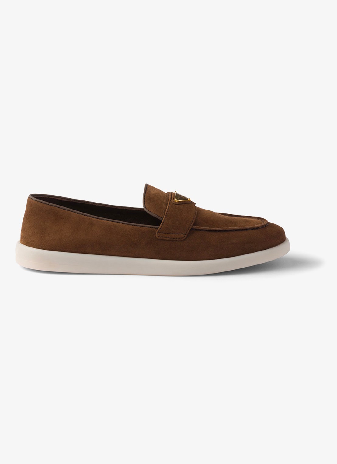 Prada Loafer van suède met logo - voorkant 2 bruin