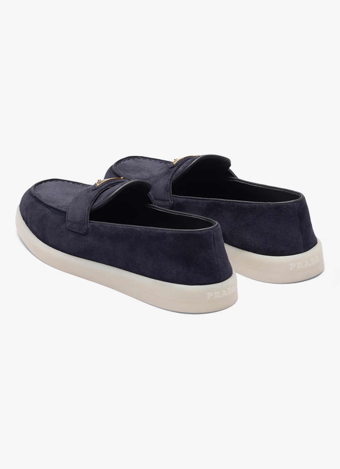 Prada Loafer van suède met logo - achterkant 6 donkerblauw