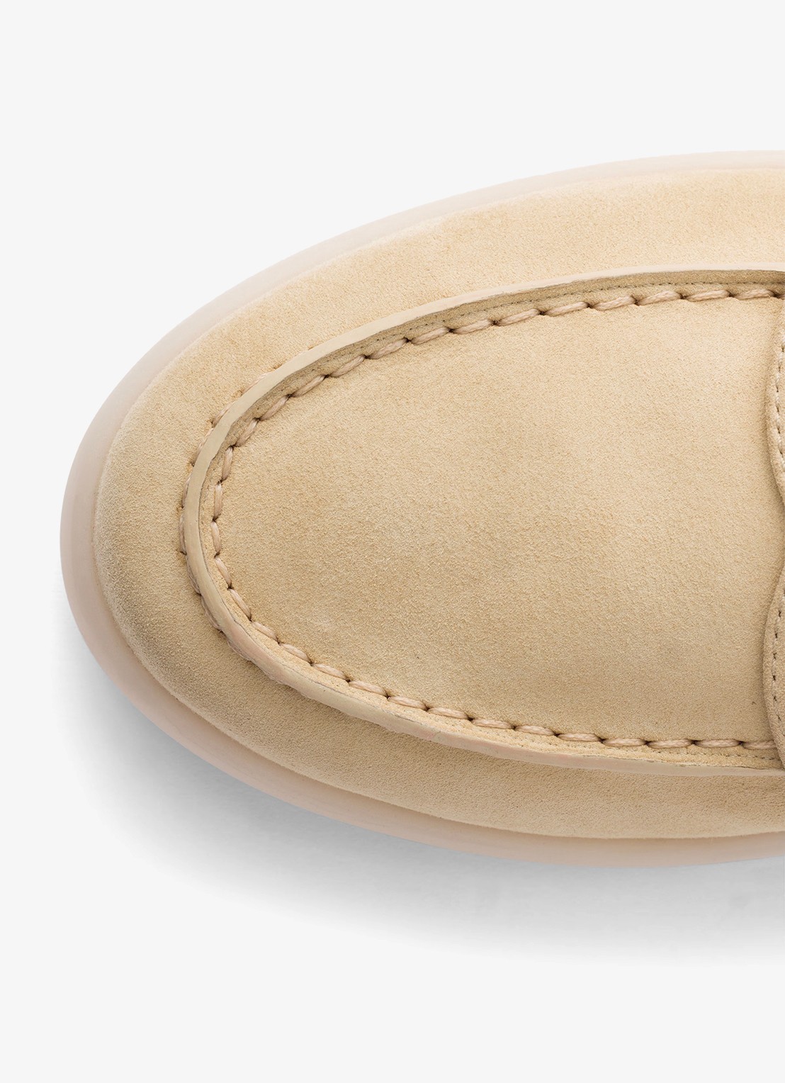 Prada Loafer van suède met logo - detail 4 beige