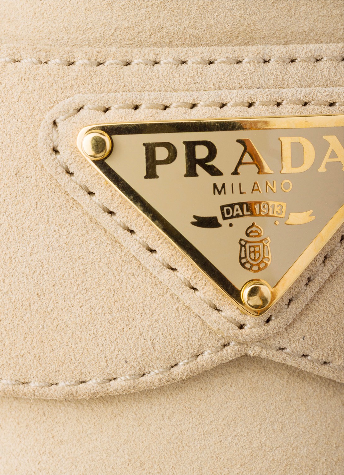 Prada Loafer van suède met logo - detail 5 beige