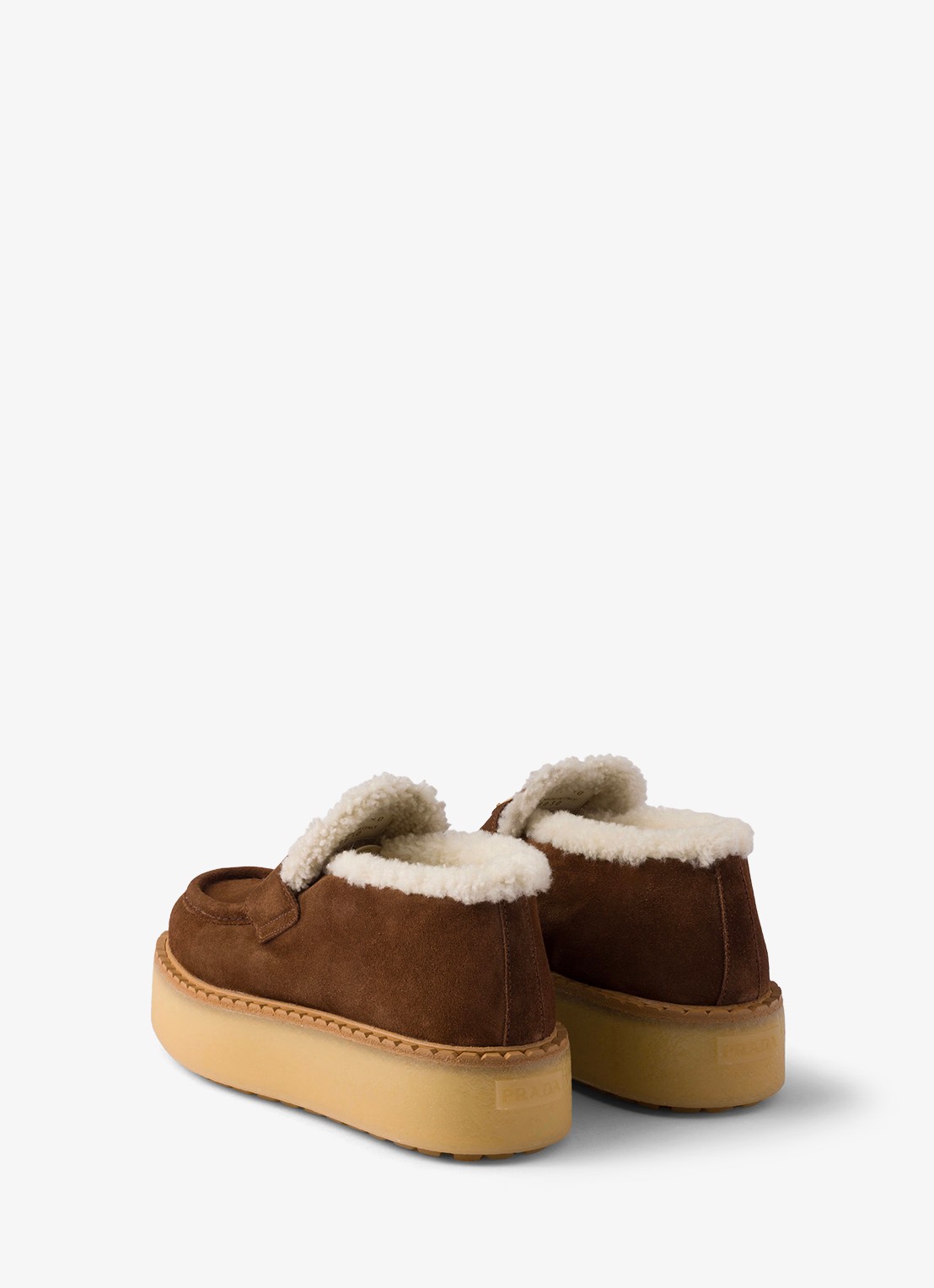 Prada Loafer van suède met plateauzool - achterkant 5 bruin