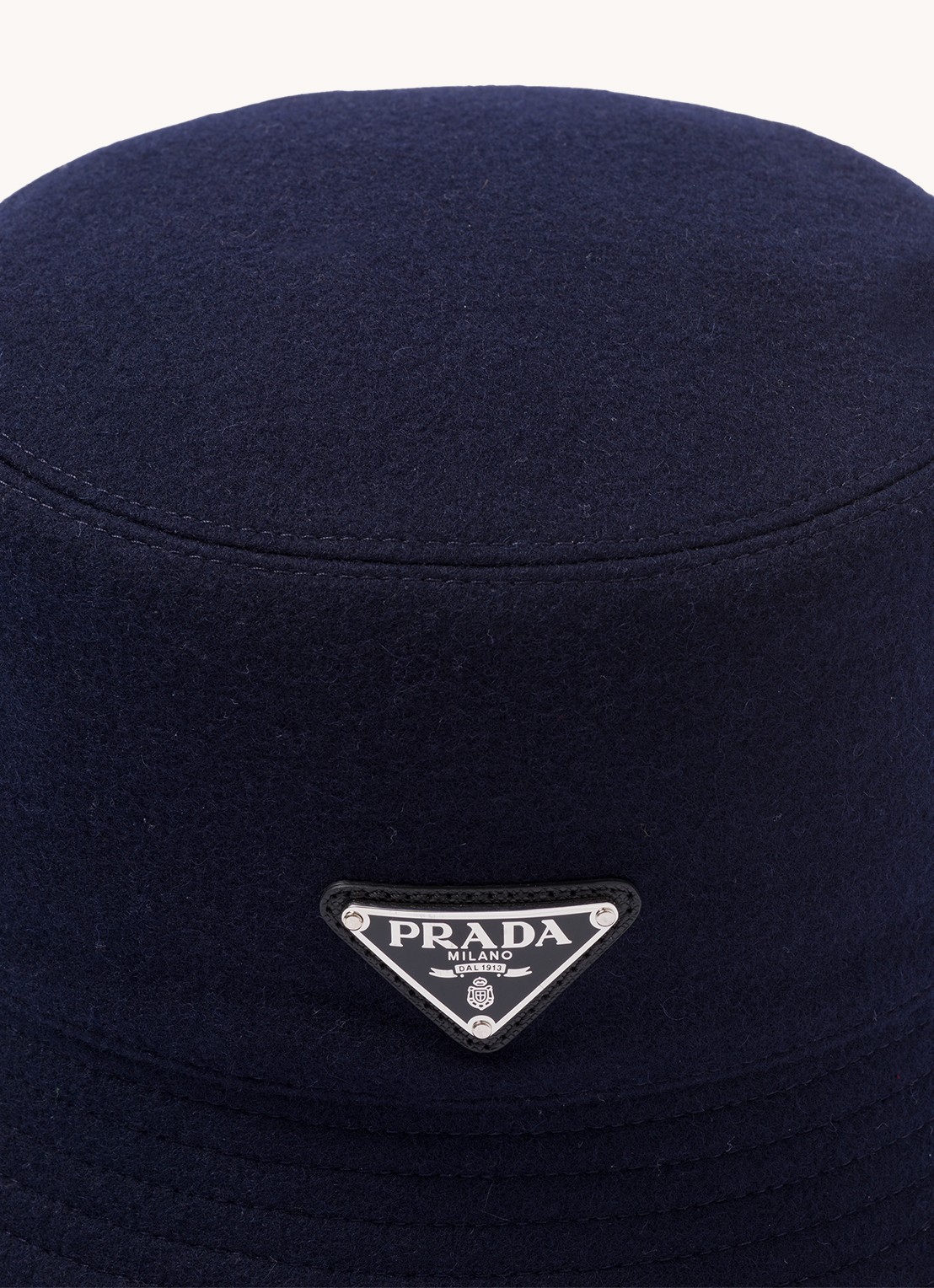 Prada Loden bucket hoed van wol - detail 5 blauw