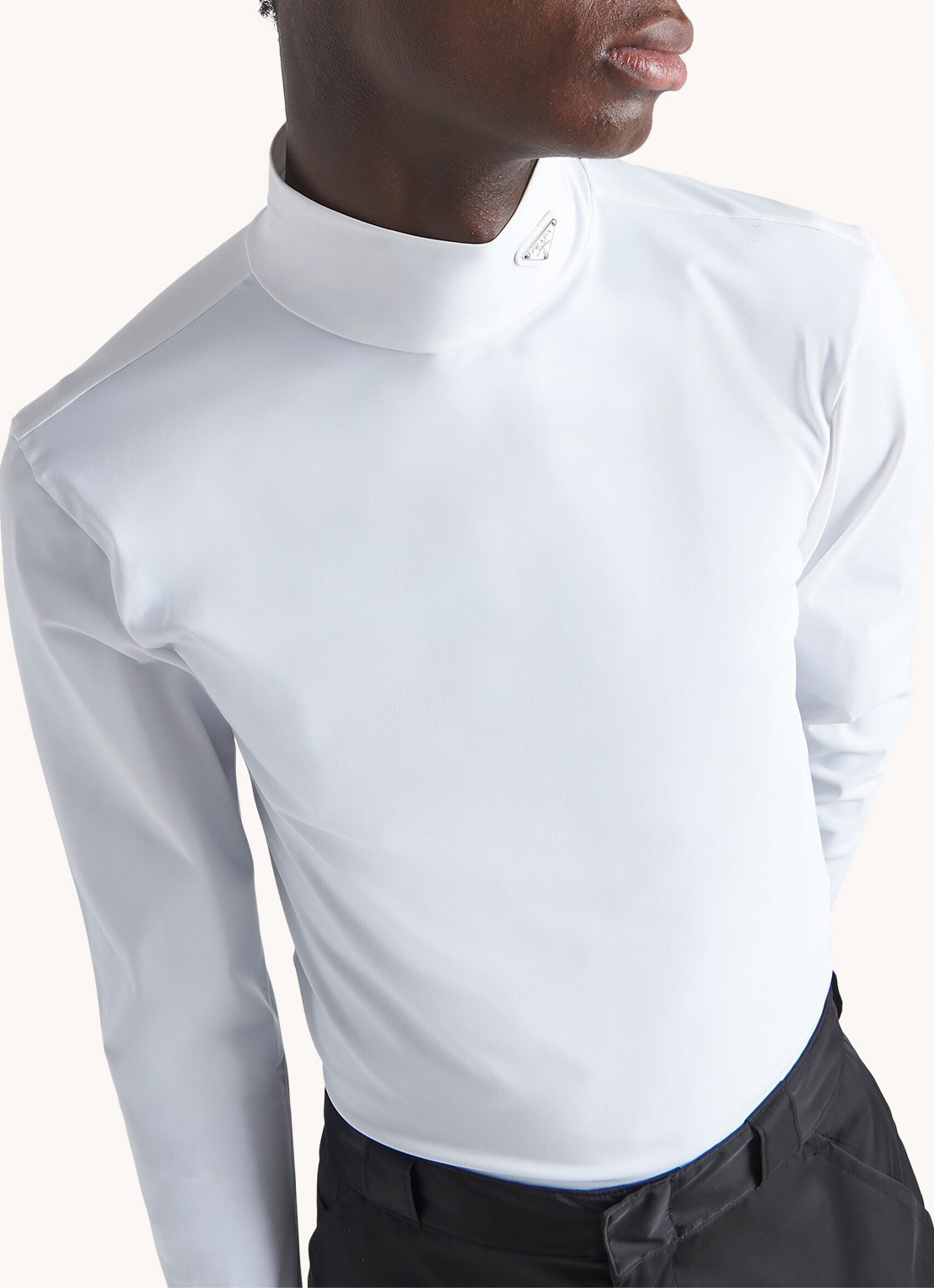 Prada Longsleeve met col en logo - achterkant wit
