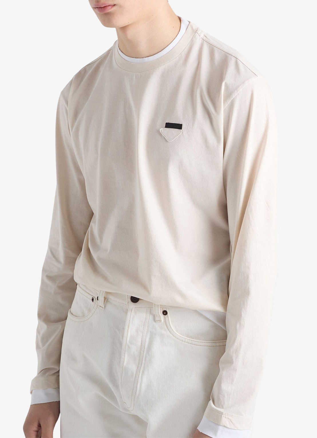 Prada Longsleeve met contrast - detail 4 gebroken wit