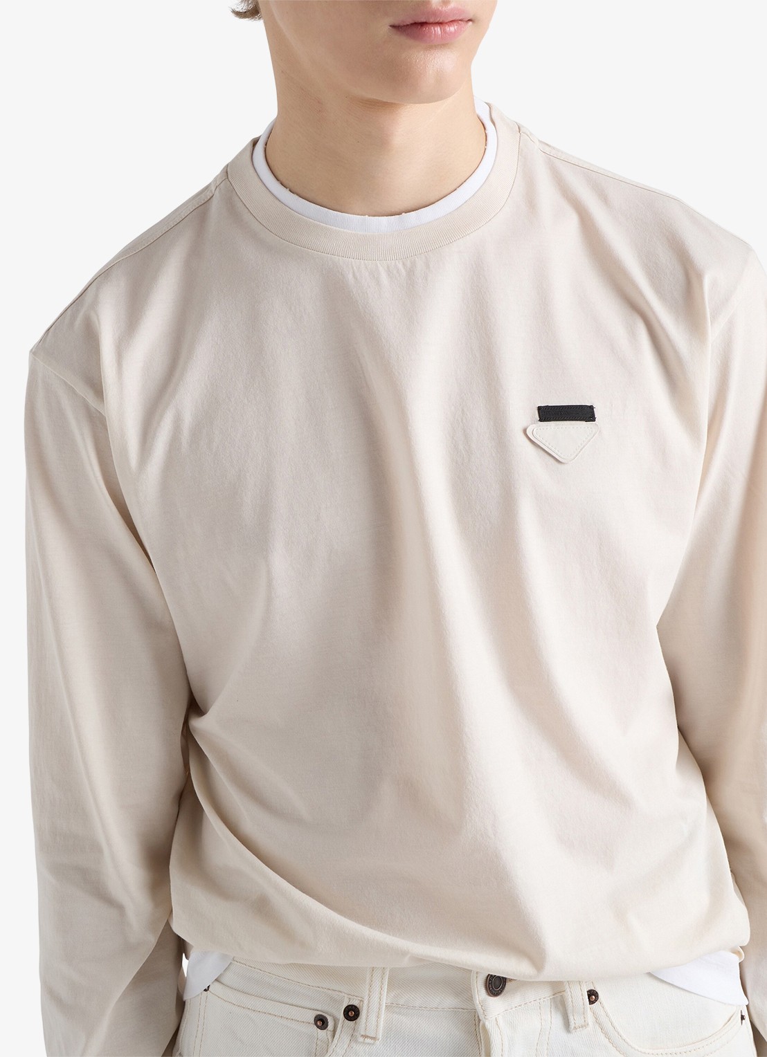 Prada Longsleeve met contrast - detail 5 gebroken wit