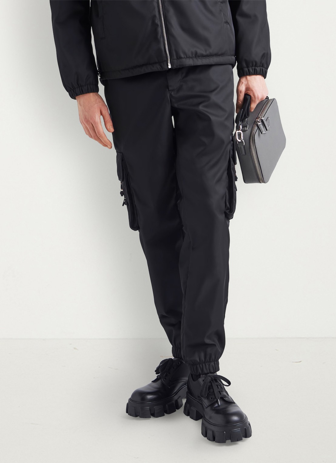 Prada Loose fit cargobroek met klepzakken - detail zwart