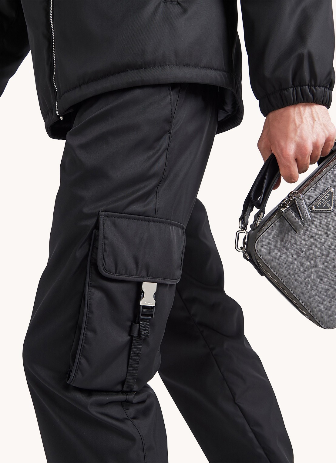 Prada Loose fit cargobroek met klepzakken - detail 4 zwart