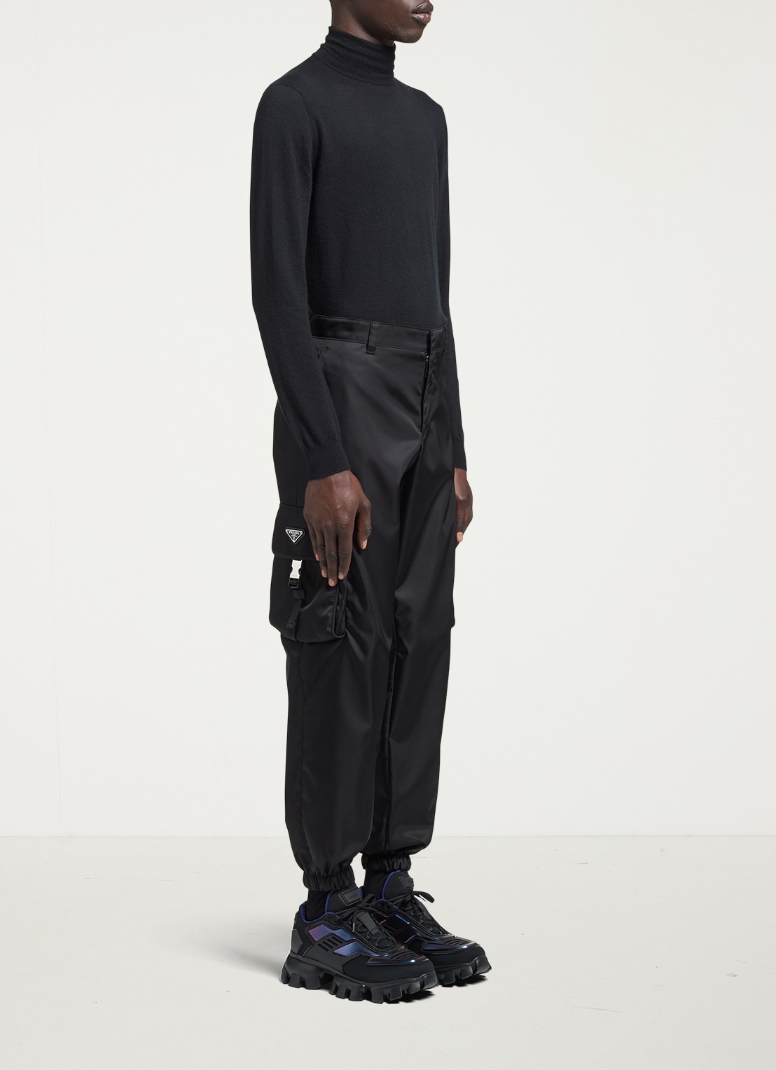 Prada Loose fit cargobroek met klepzakken - detail 5 zwart