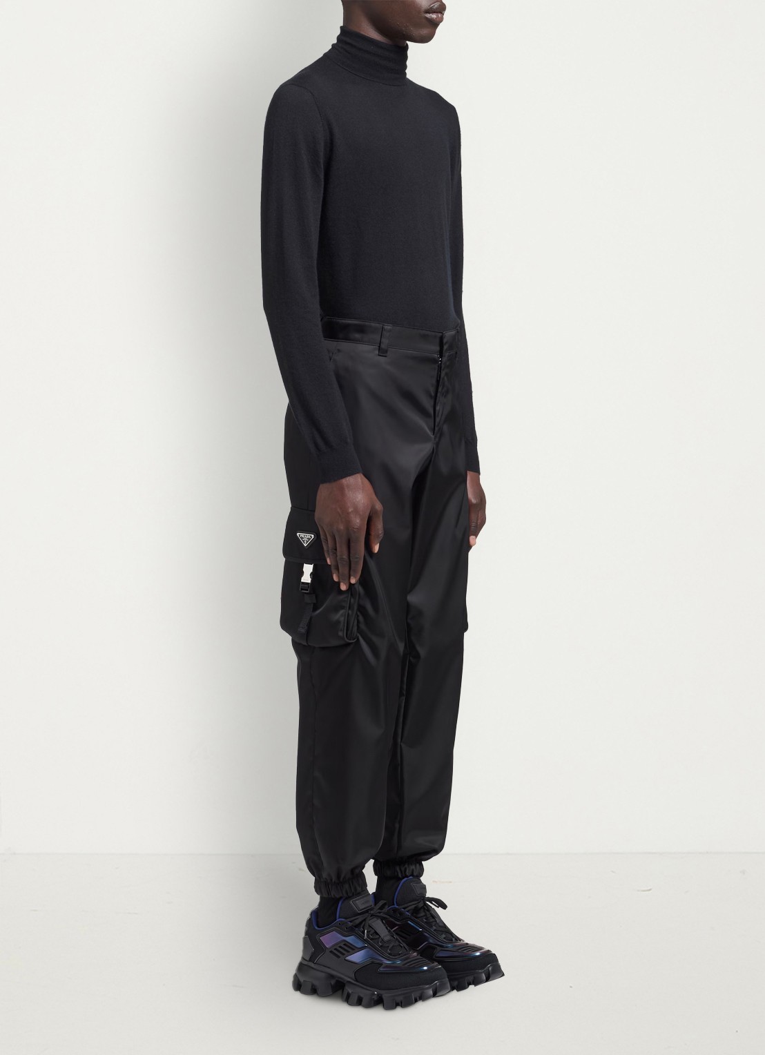 Prada Loose fit cargobroek met klepzakken - detail 3 zwart