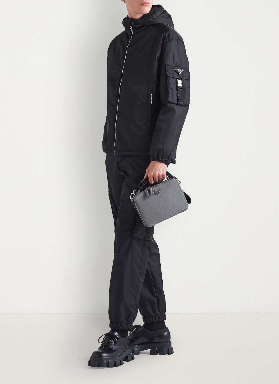 Prada Loose fit cargobroek met klepzakken - voorkant 6 zwart