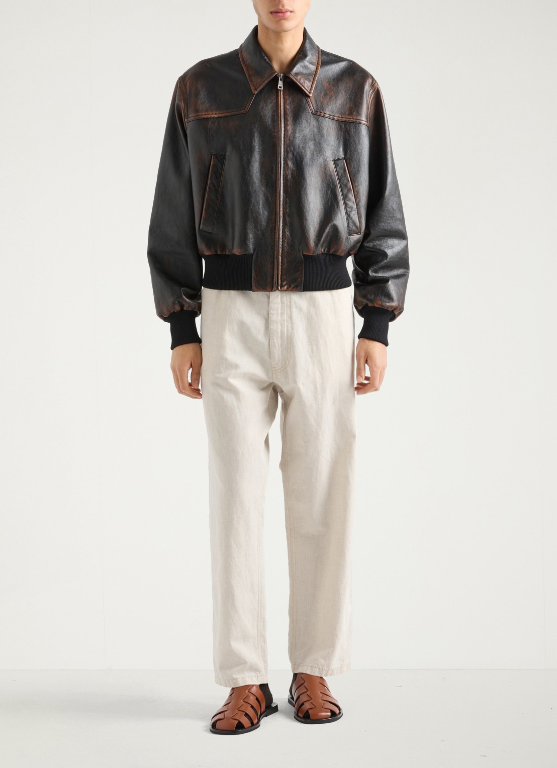 Prada Loose fit chino van chambray - voorkant 4 gebroken wit
