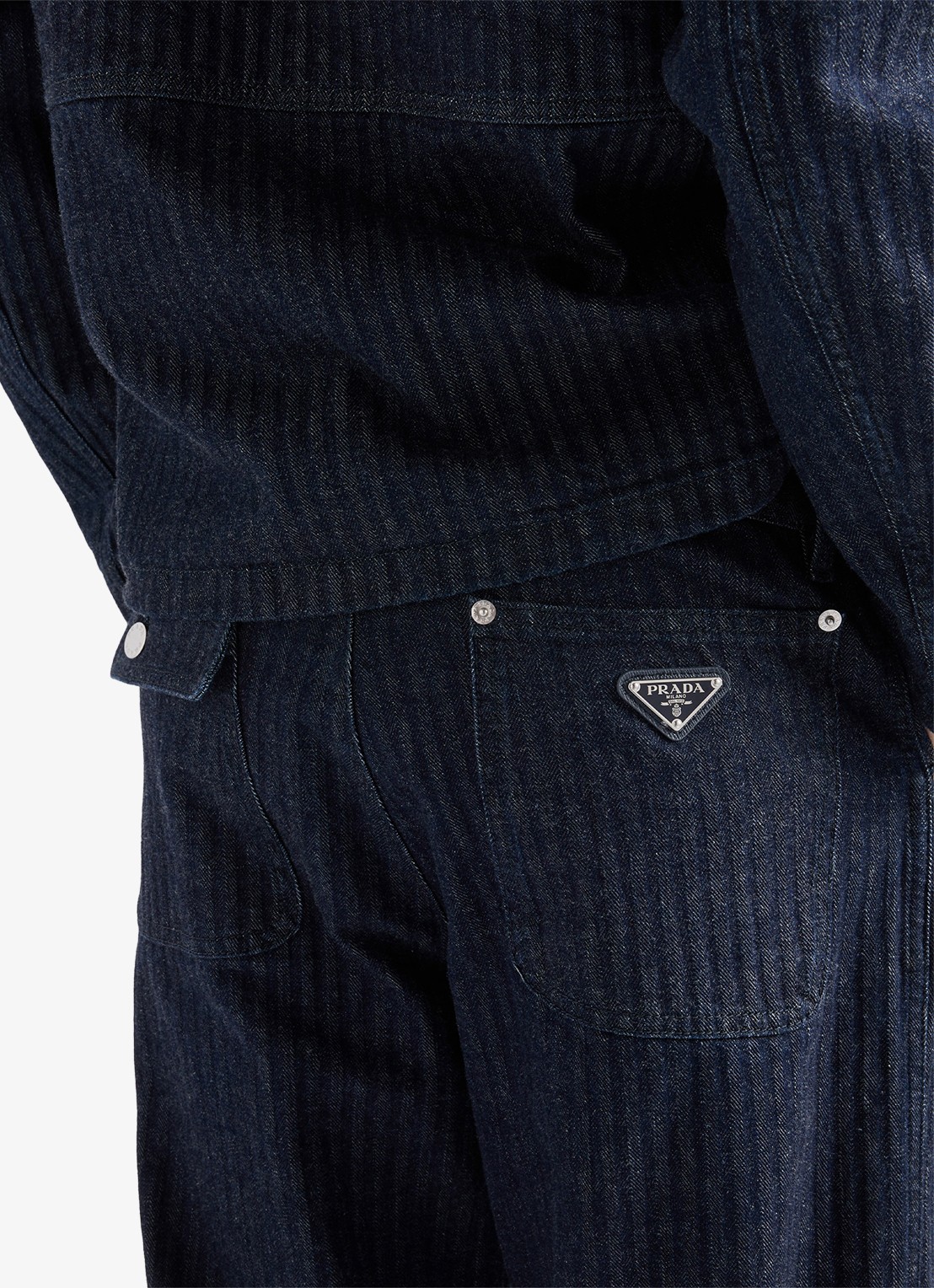 Prada Loose fit jeans met donkere wassing - detail 5 indigo