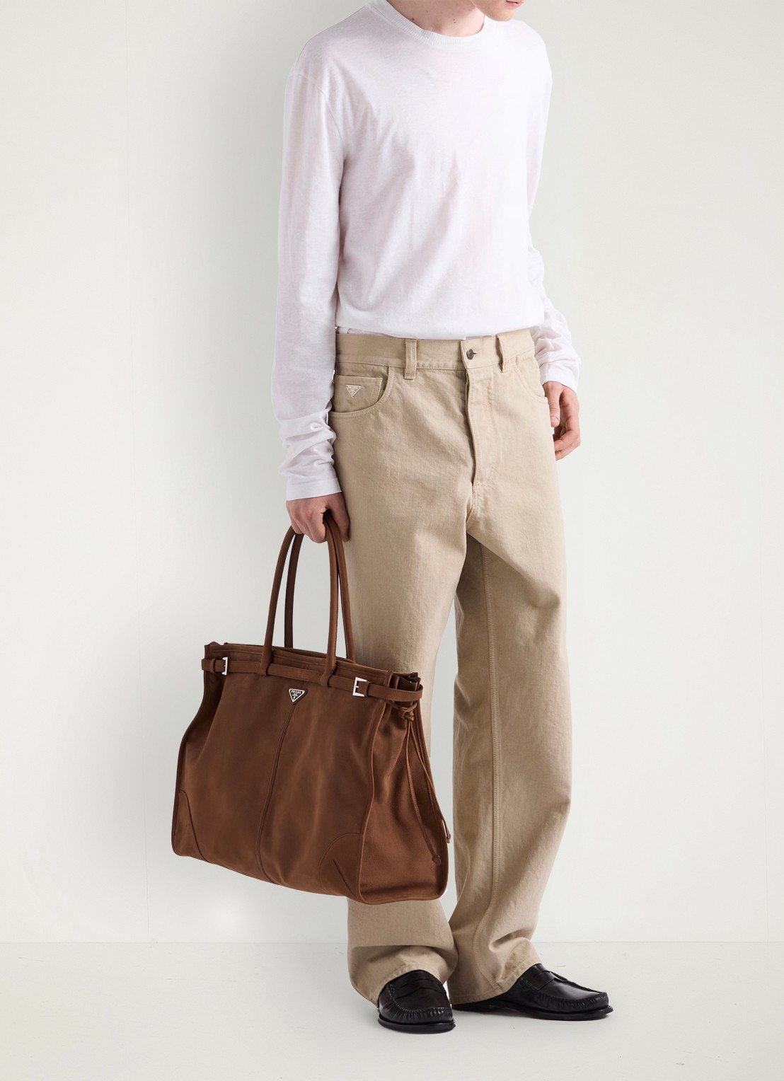 Prada Loose fit jeans met gekleurde wassing - voorkant 2 beige
