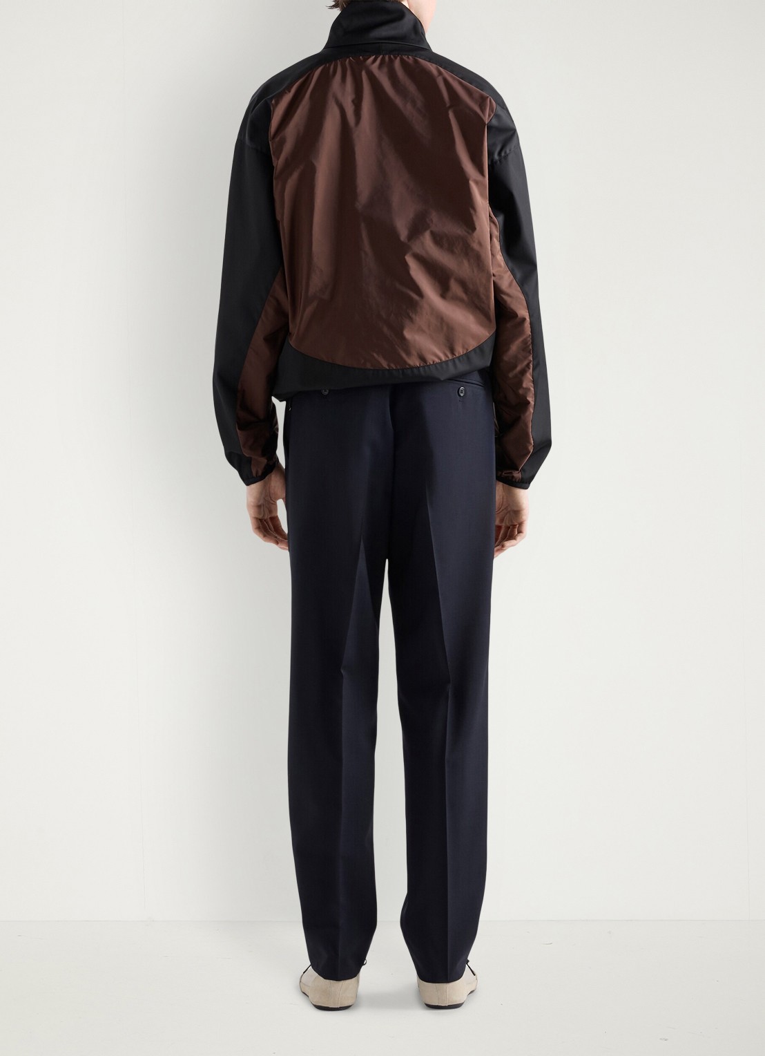 Prada Loose fit pantalon van scheerwol - achterkant donkerblauw
