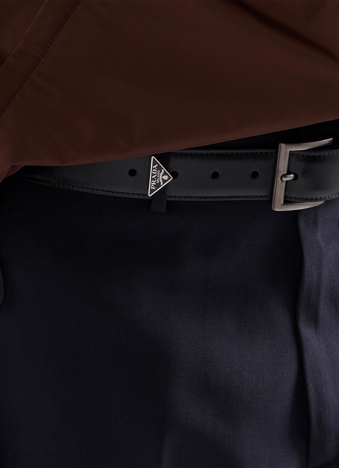 Prada Loose fit pantalon van scheerwol - detail 5 donkerblauw