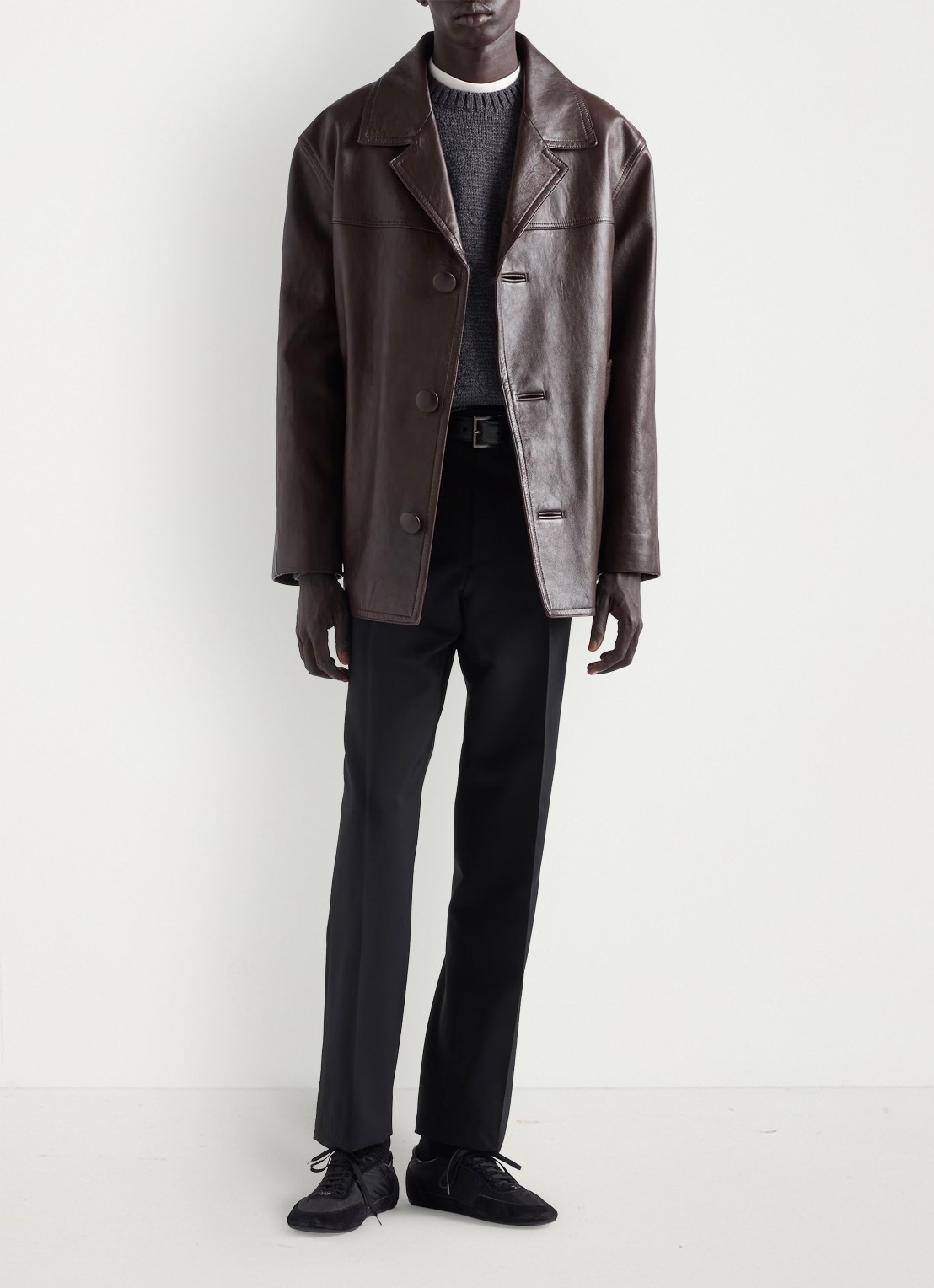 Prada Loose fit pantalon van scheerwol - voorkant 5 zwart