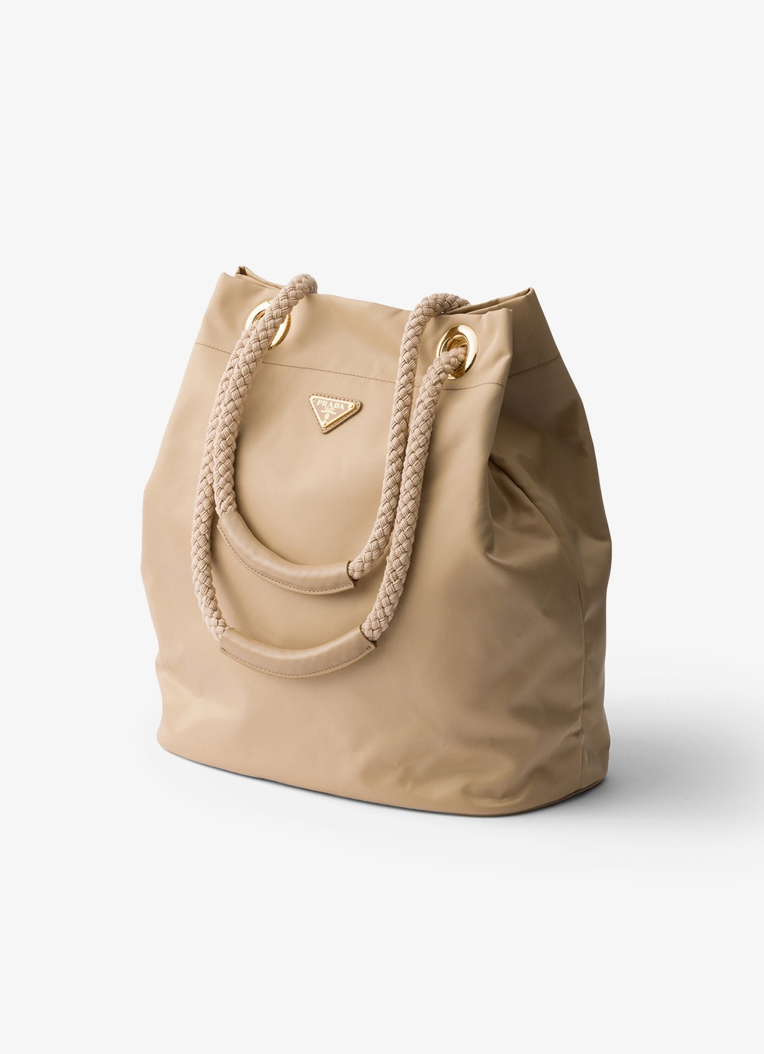 Prada Mariner Re-Nylon Large schoudertas met logo - detail 3 beige