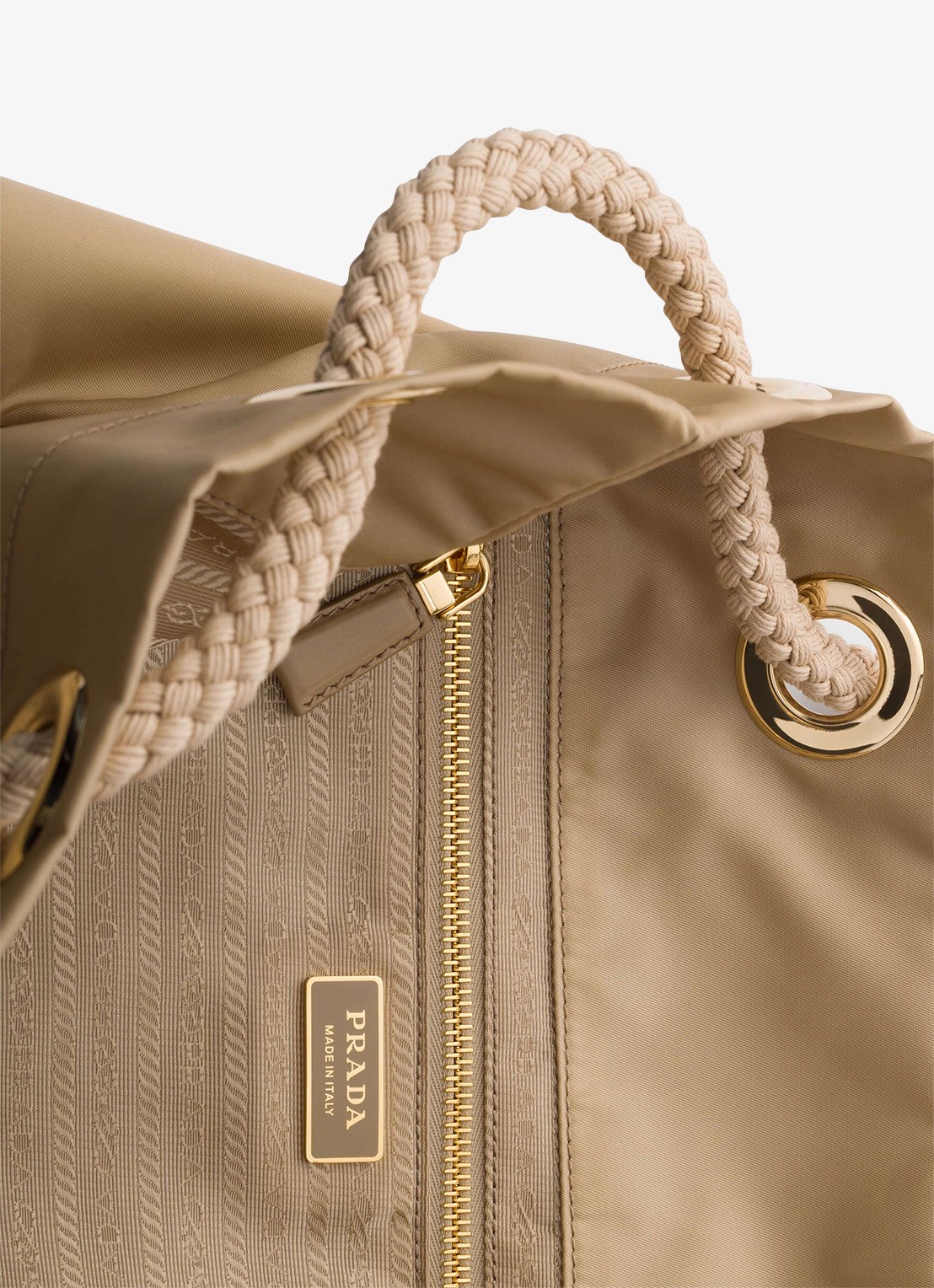 Prada Mariner Re-Nylon Large schoudertas met logo - detail 4 beige