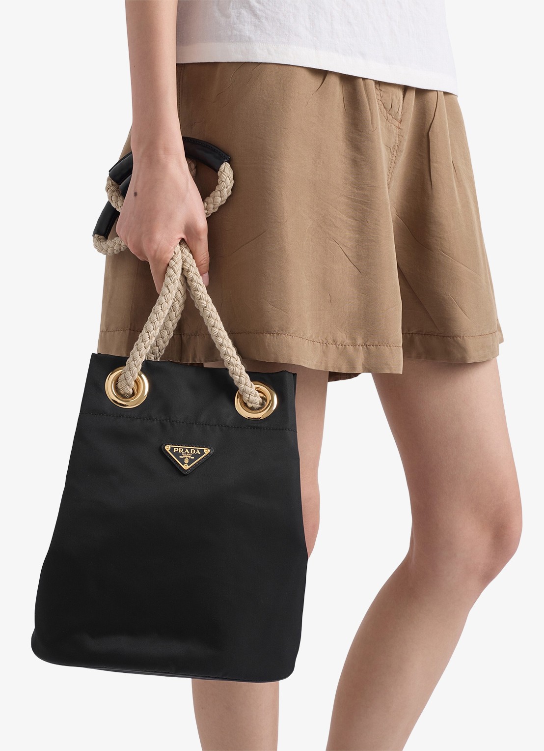 Prada Mariner Re-Nylon Small schoudertas met logo - detail 6 zwart