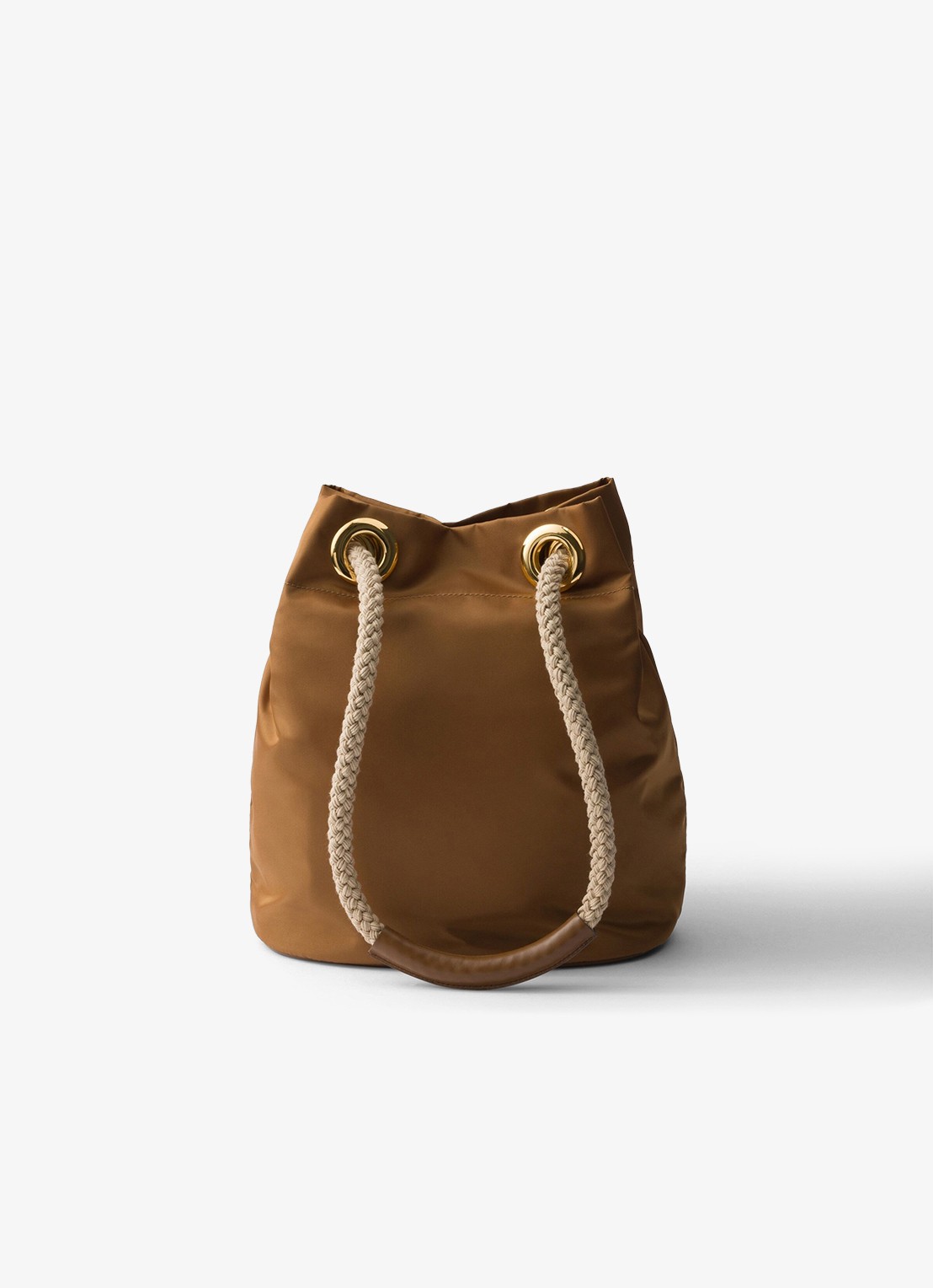 Prada Mariner Re-Nylon Small schoudertas met logo - achterkant camel