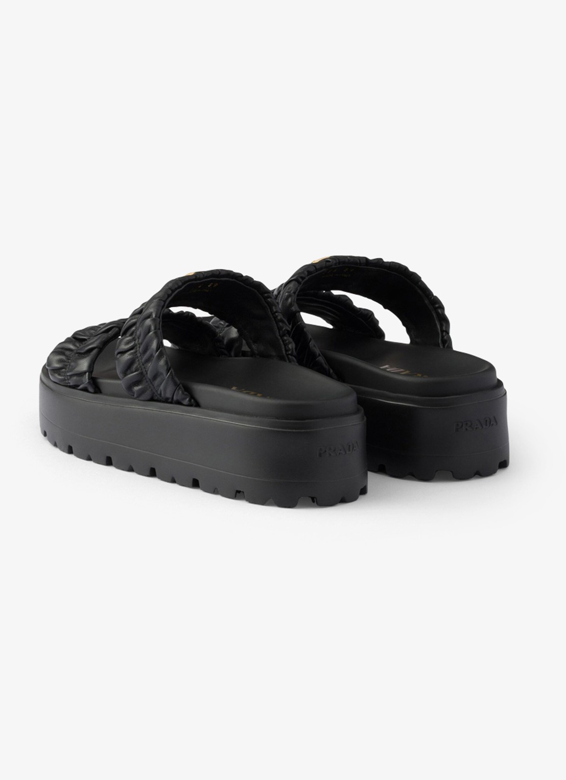 Prada Matelassé slipper van lamsleer - achterkant zwart