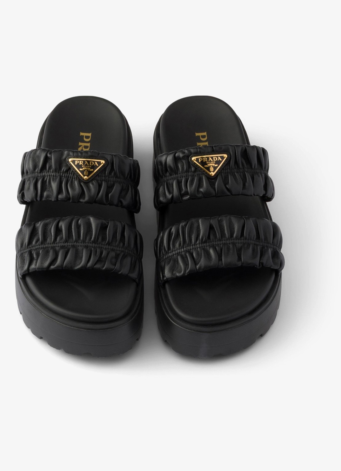 Prada Matelassé slipper van lamsleer - detail 2 zwart