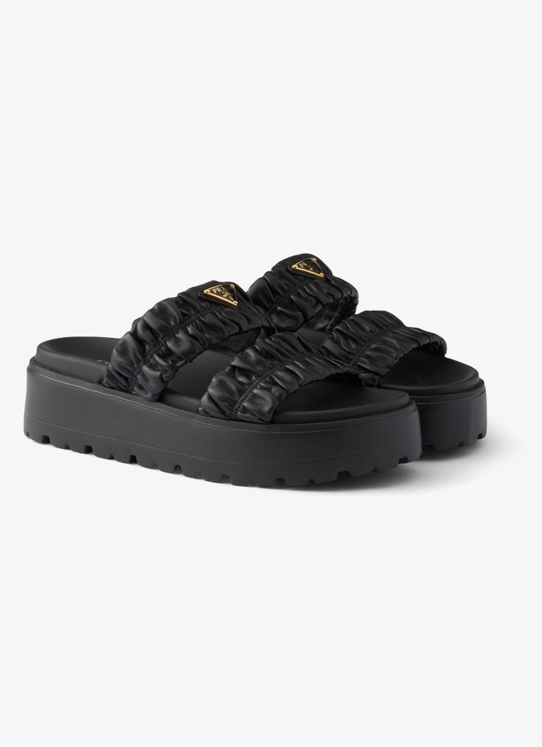 Prada Matelassé slipper van lamsleer - voorkant 6 zwart