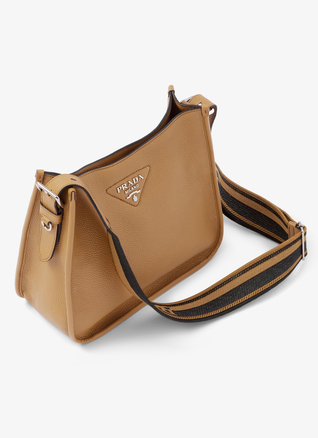 Prada Medium schoudertas van kalfsleer - detail cognac