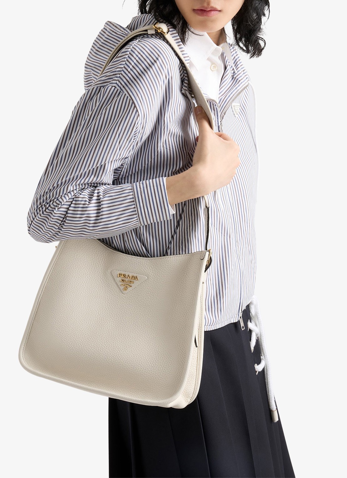 Prada Medium schoudertas van kalfsleer - voorkant 2 wit
