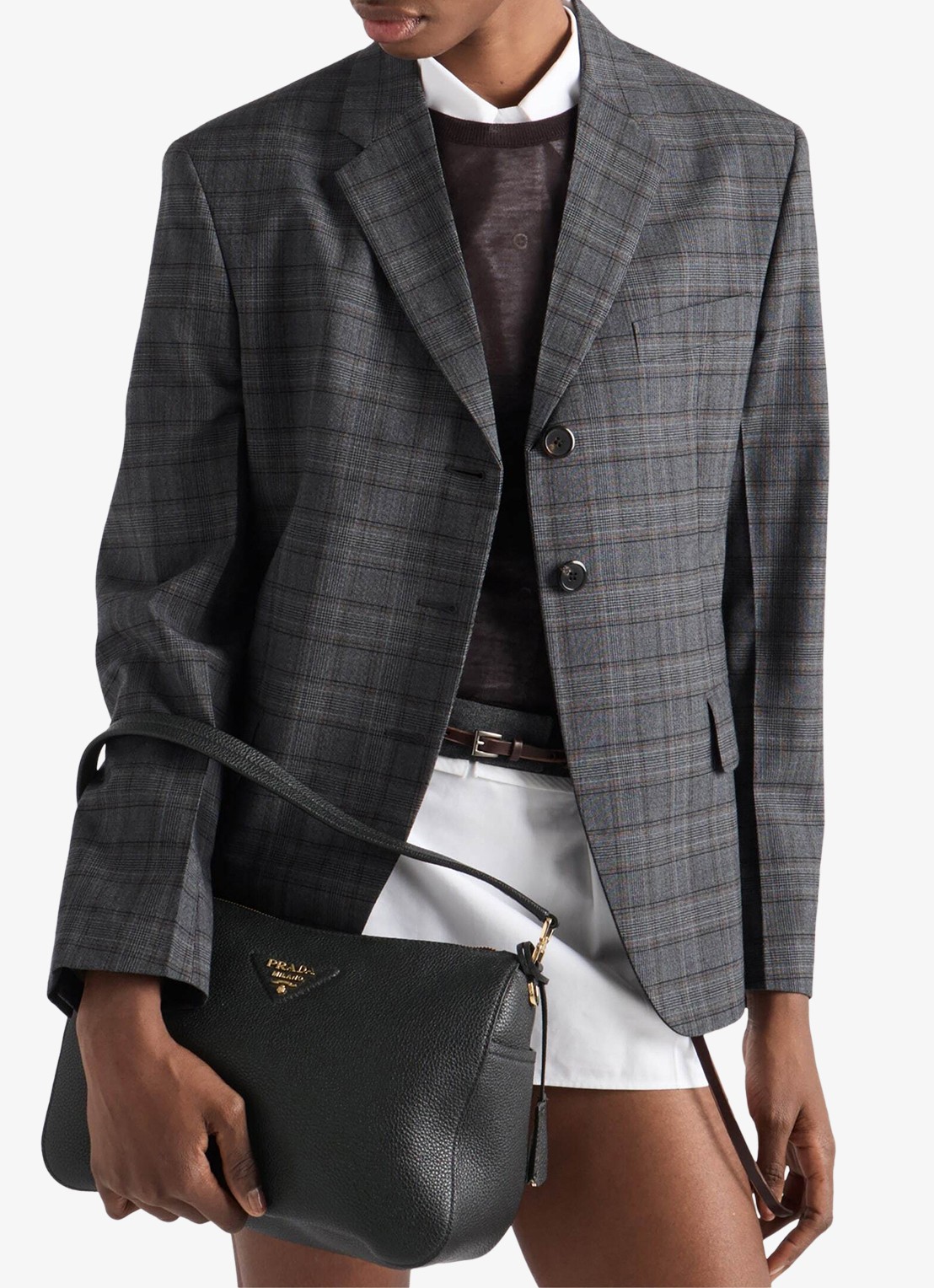 Prada Medium schoudertas van kalfsleer - detail 7 zwart