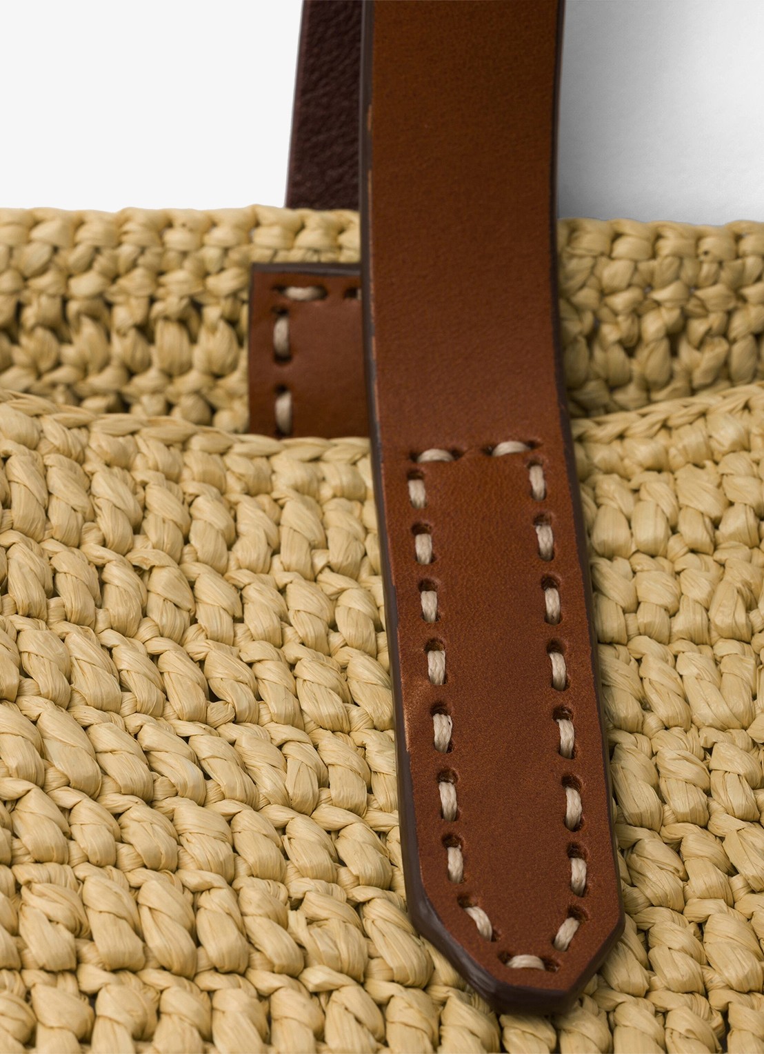 Prada Medium shopper van crochet met leren details en logo - detail 3 beige