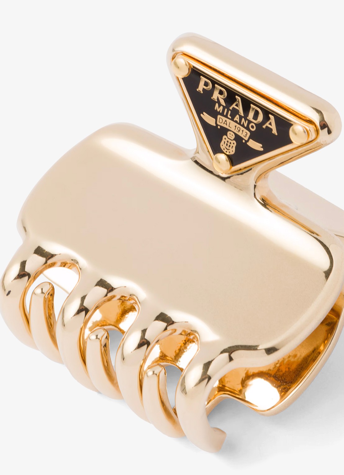 Prada Metal haarclip met logo - detail 2 goud