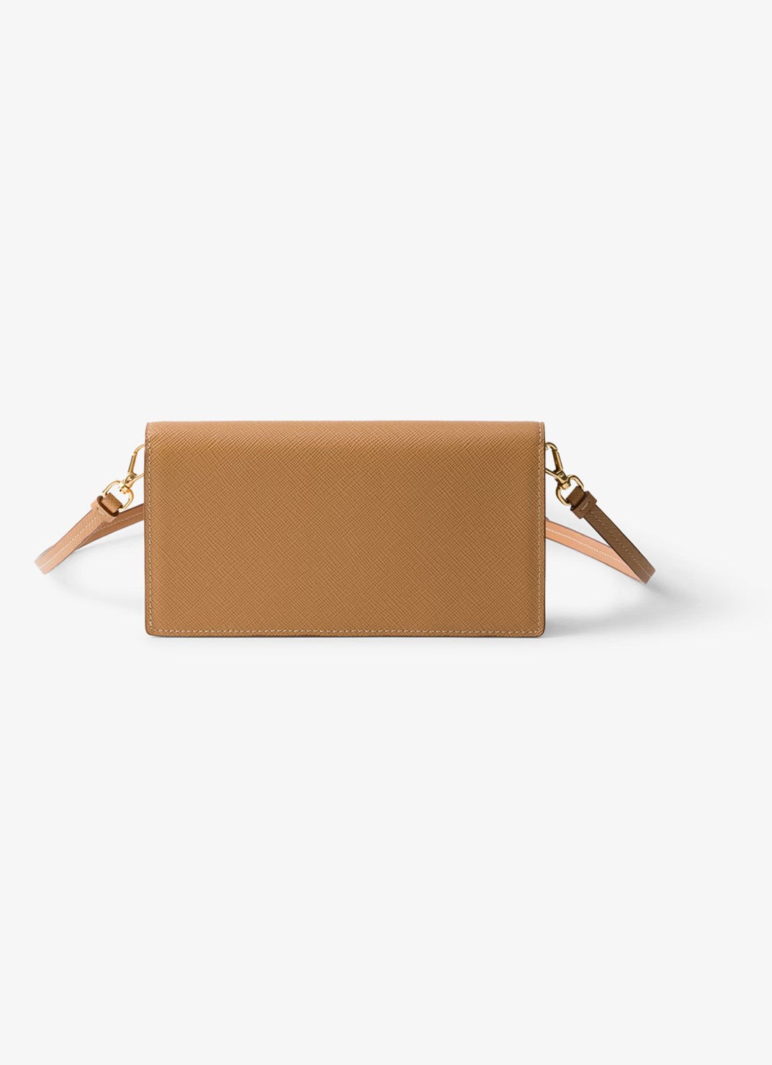 Prada Mini clutch van leer met afneembare schouderriem - achterkant 9 camel