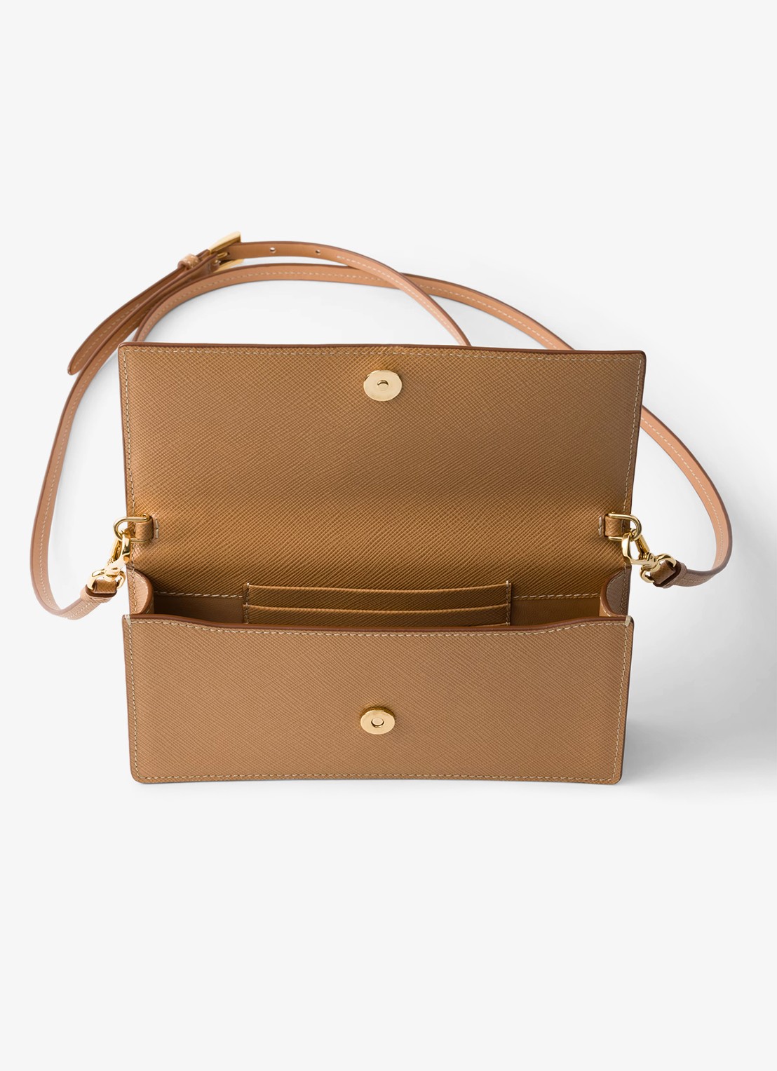 Prada Mini clutch van leer met afneembare schouderriem - detail 3 camel