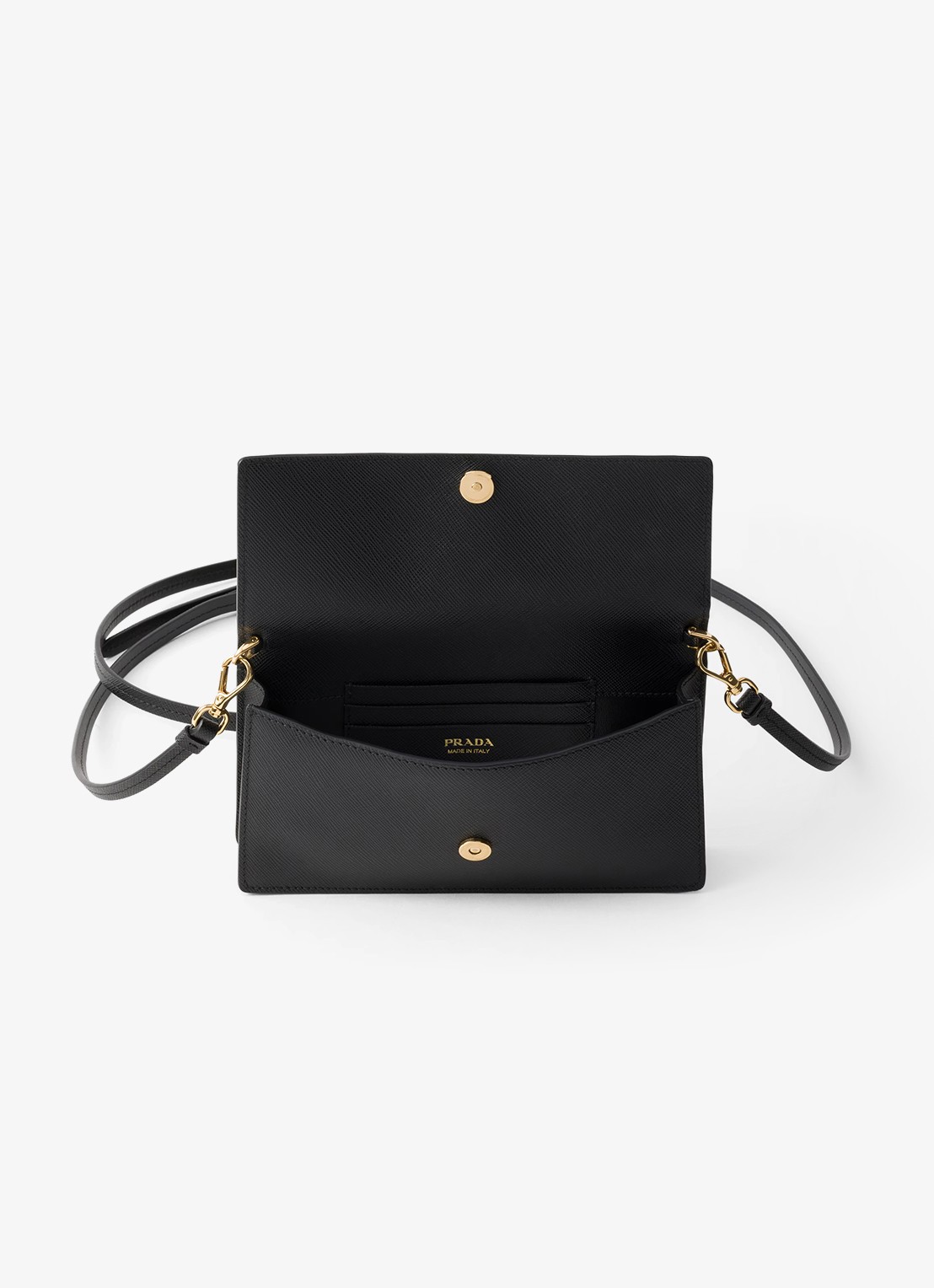 Prada Mini clutch van leer met afneembare schouderriem - detail 3 zwart