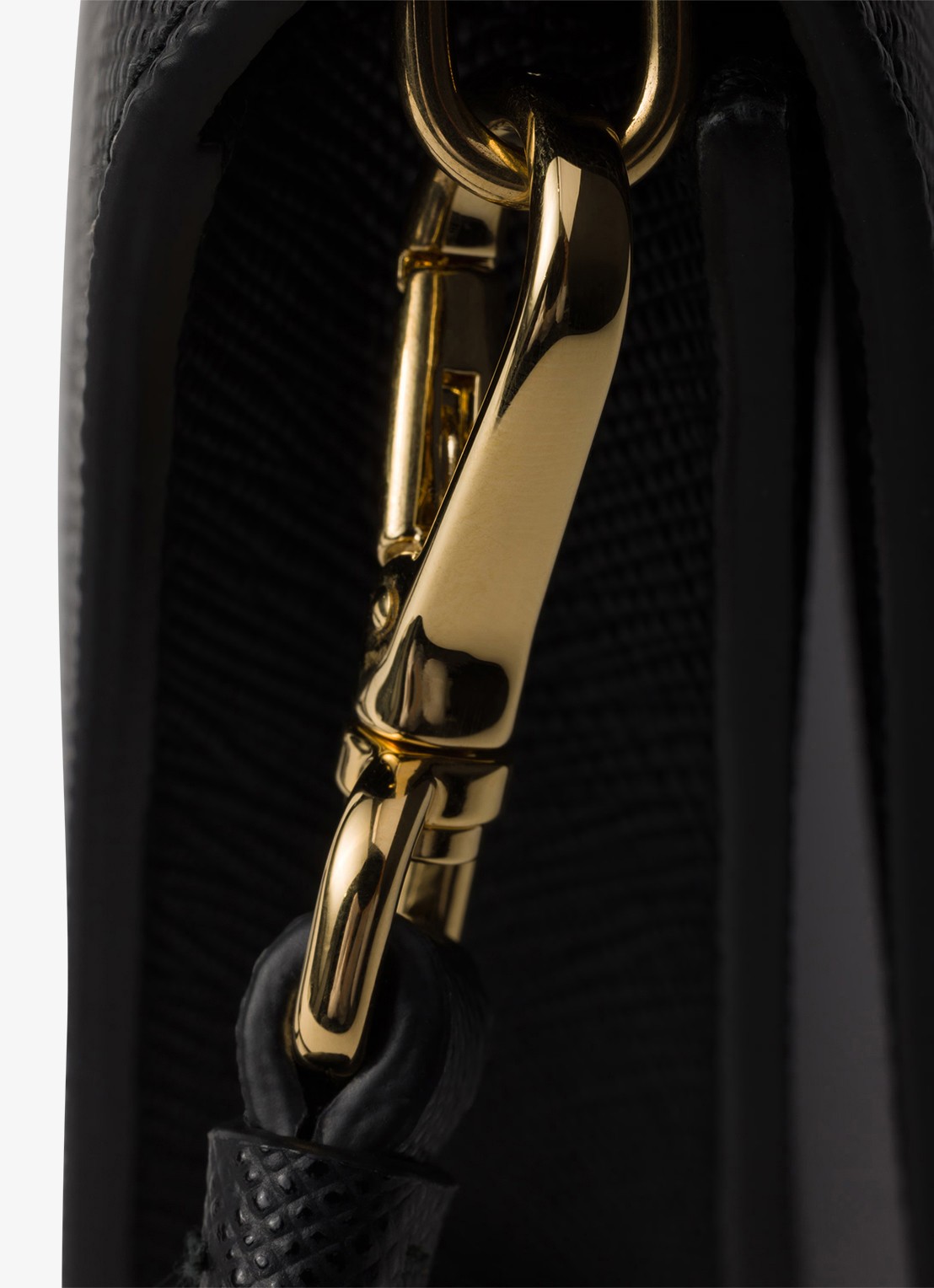 Prada Mini clutch van leer met afneembare schouderriem - detail 4 zwart
