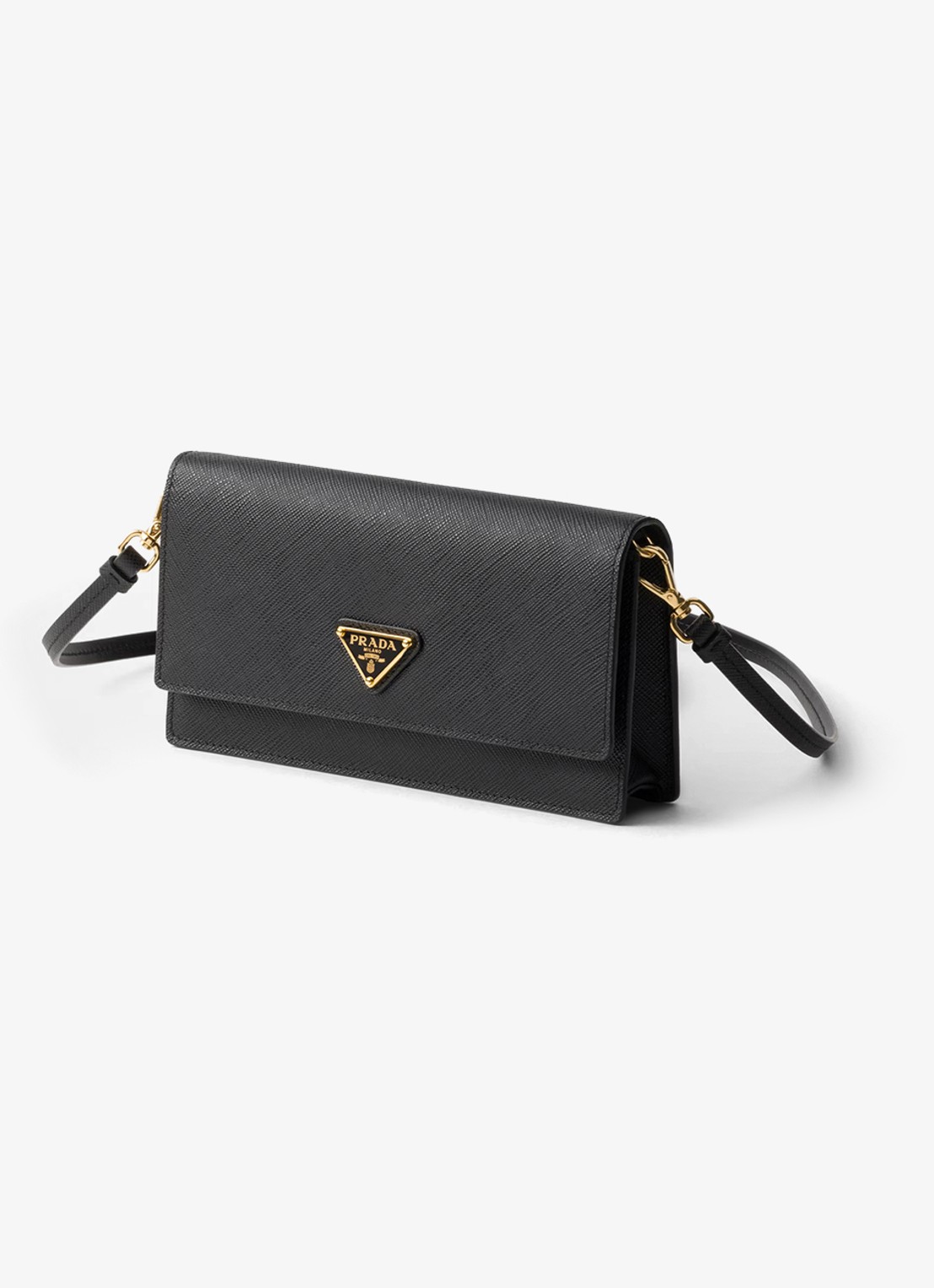 Prada Mini clutch van leer met afneembare schouderriem - voorkant 2 zwart