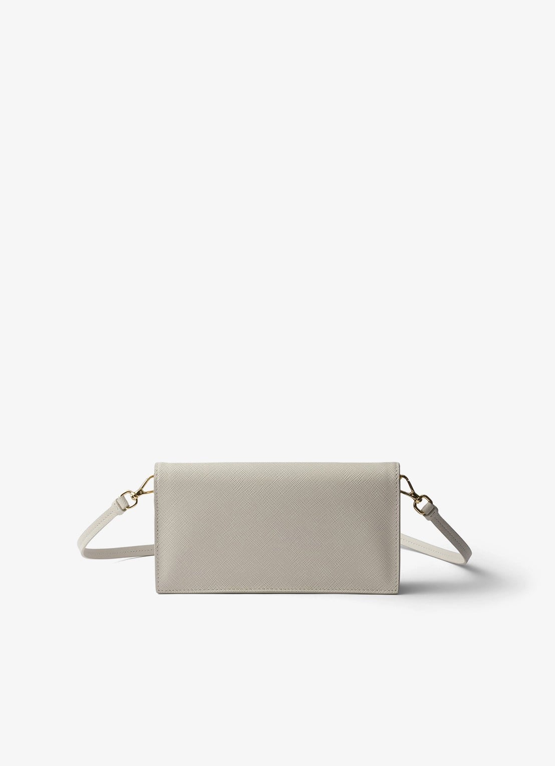 Prada Mini clutch van leer met afneembare schouderriem - achterkant lichtgrijs