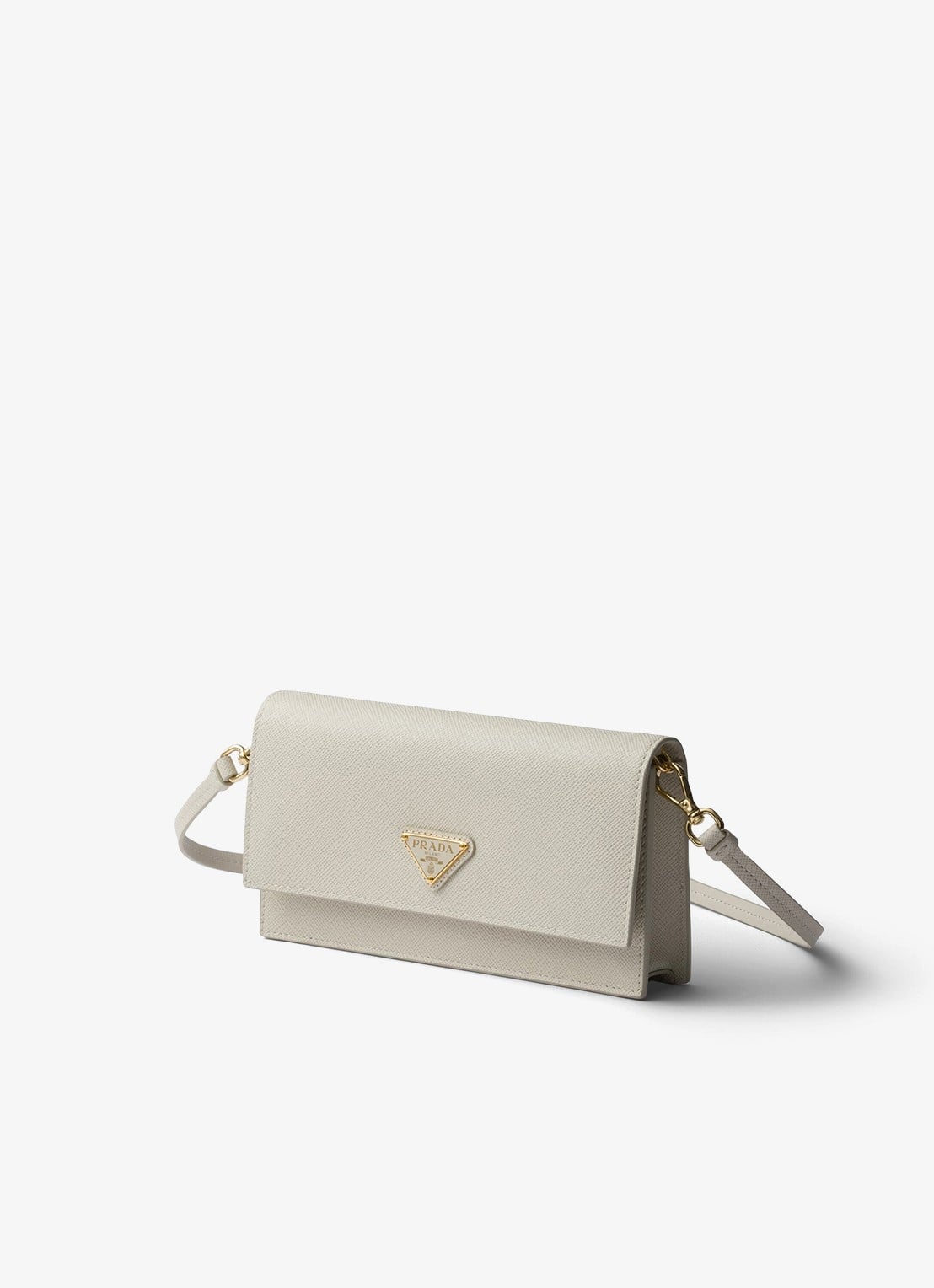 Prada Mini clutch van leer met afneembare schouderriem - voorkant 6 lichtgrijs