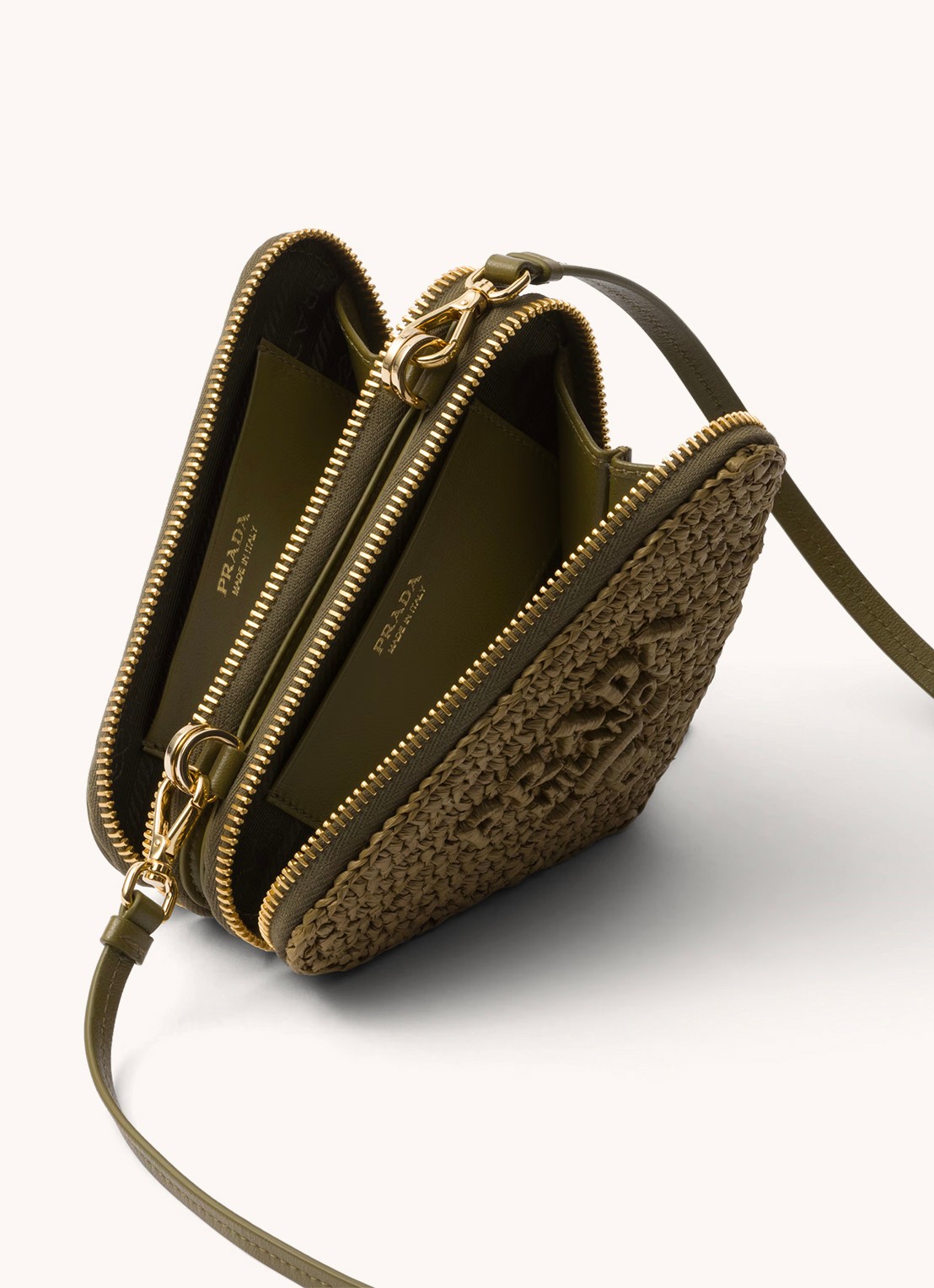 Prada Mini crossbodytas met leren details - detail 2 olijfgroen