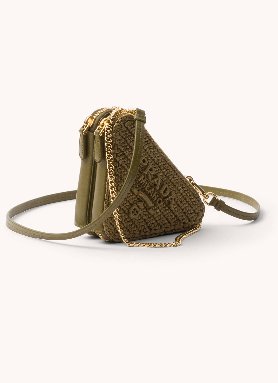 Prada Mini crossbodytas met leren details - voorkant 5 olijfgroen