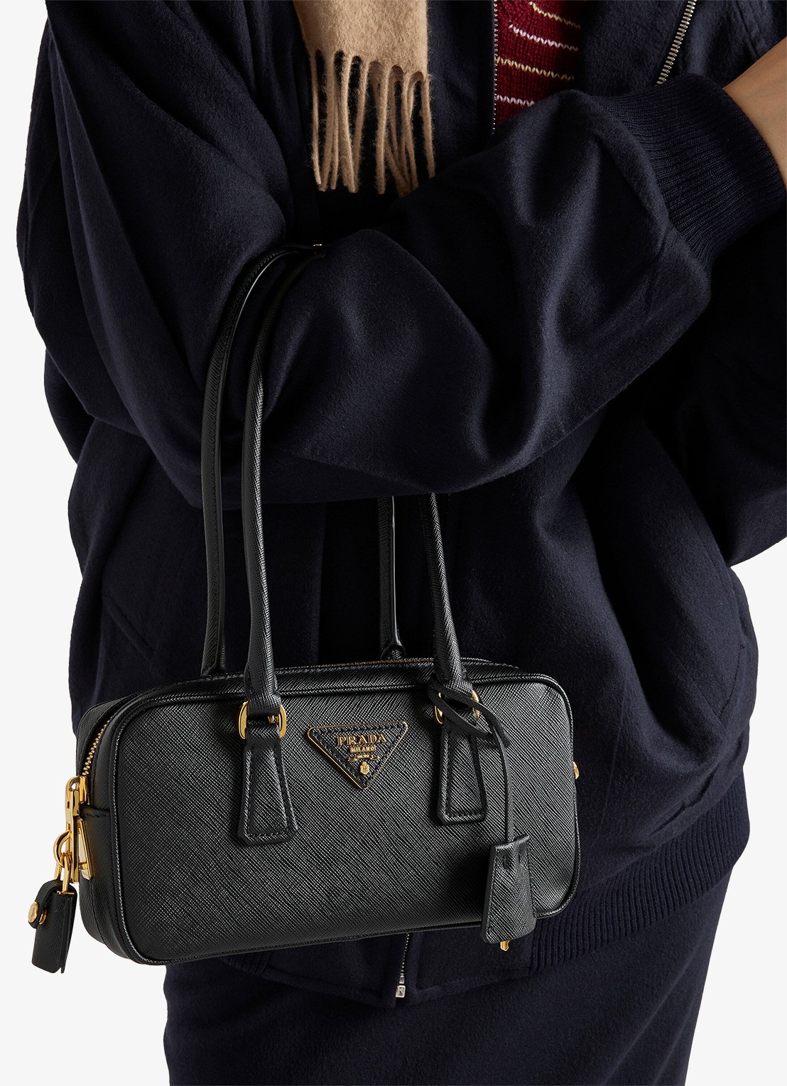 Prada Mini handtas van kalfsleer - voorkant 6 zwart