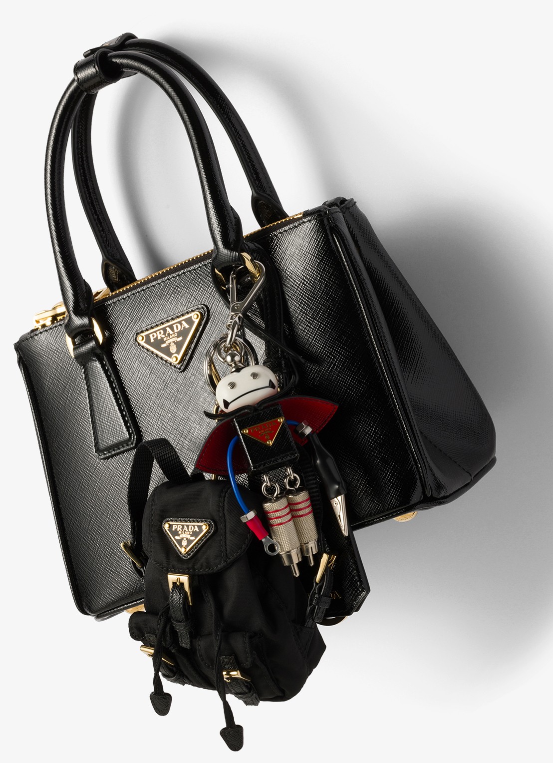 Prada Mini Icon Re-Nylon tasbedel - detail 3 zwart