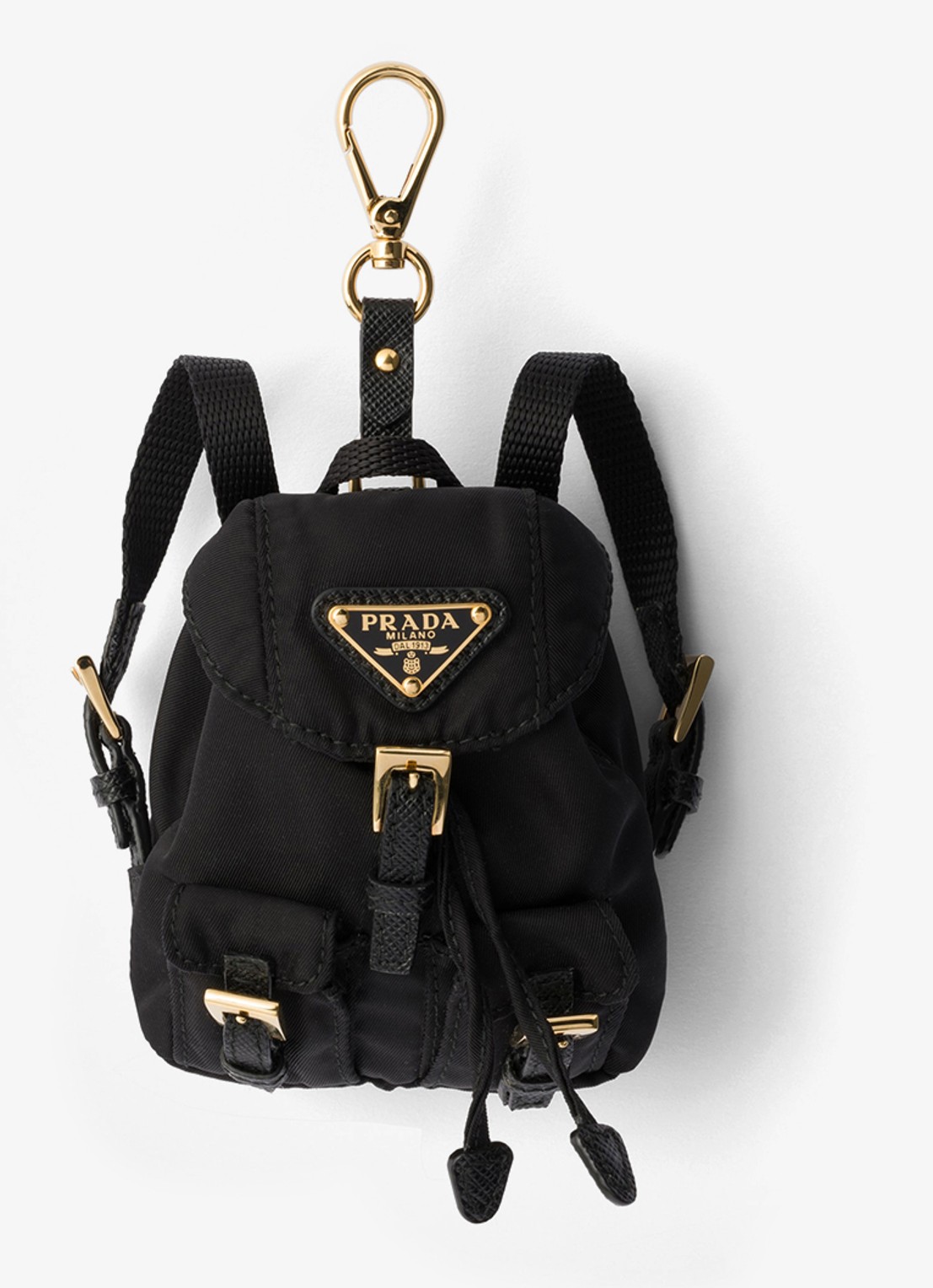 Prada Mini Icon Re-Nylon tasbedel - voorkant 2 zwart