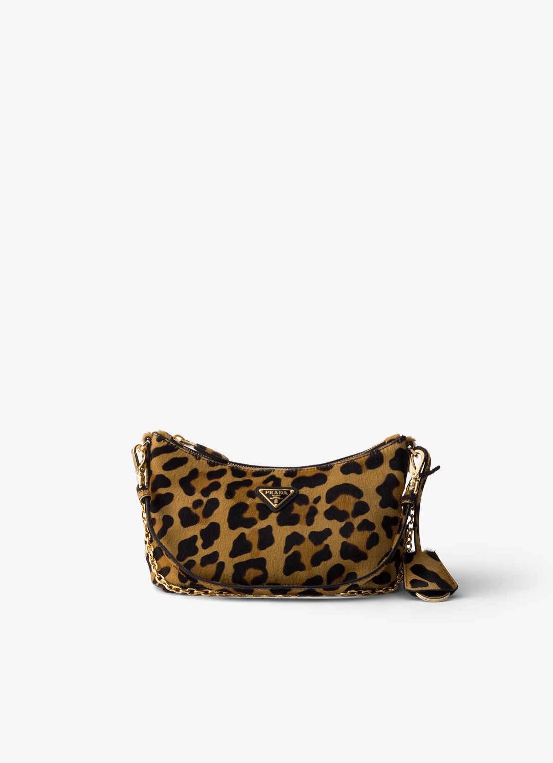 Prada Mini schoudertas van kalfsleer met dierenprint - voorkant 5 gebroken wit